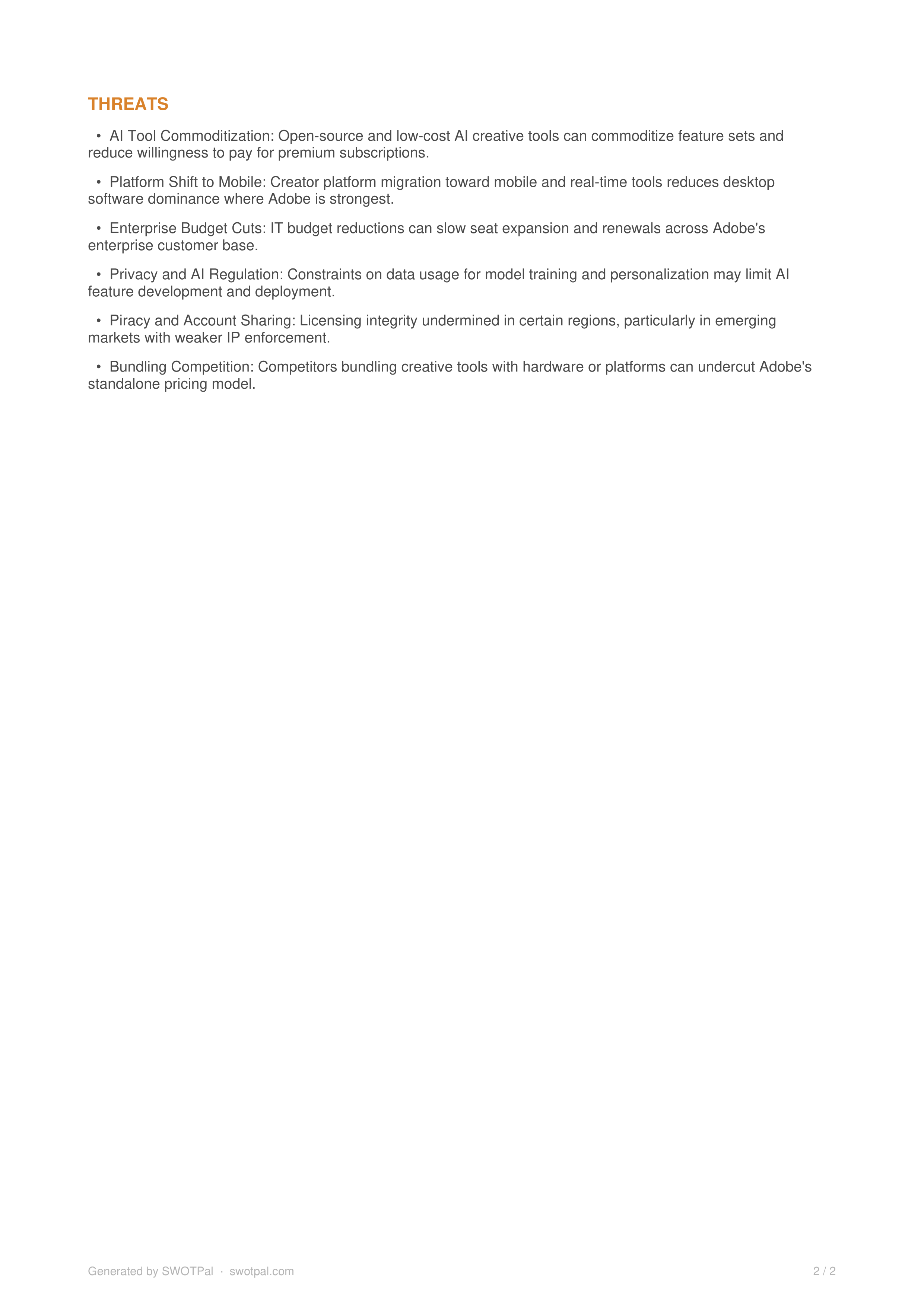 Adobe Swot Analysis  — page 2