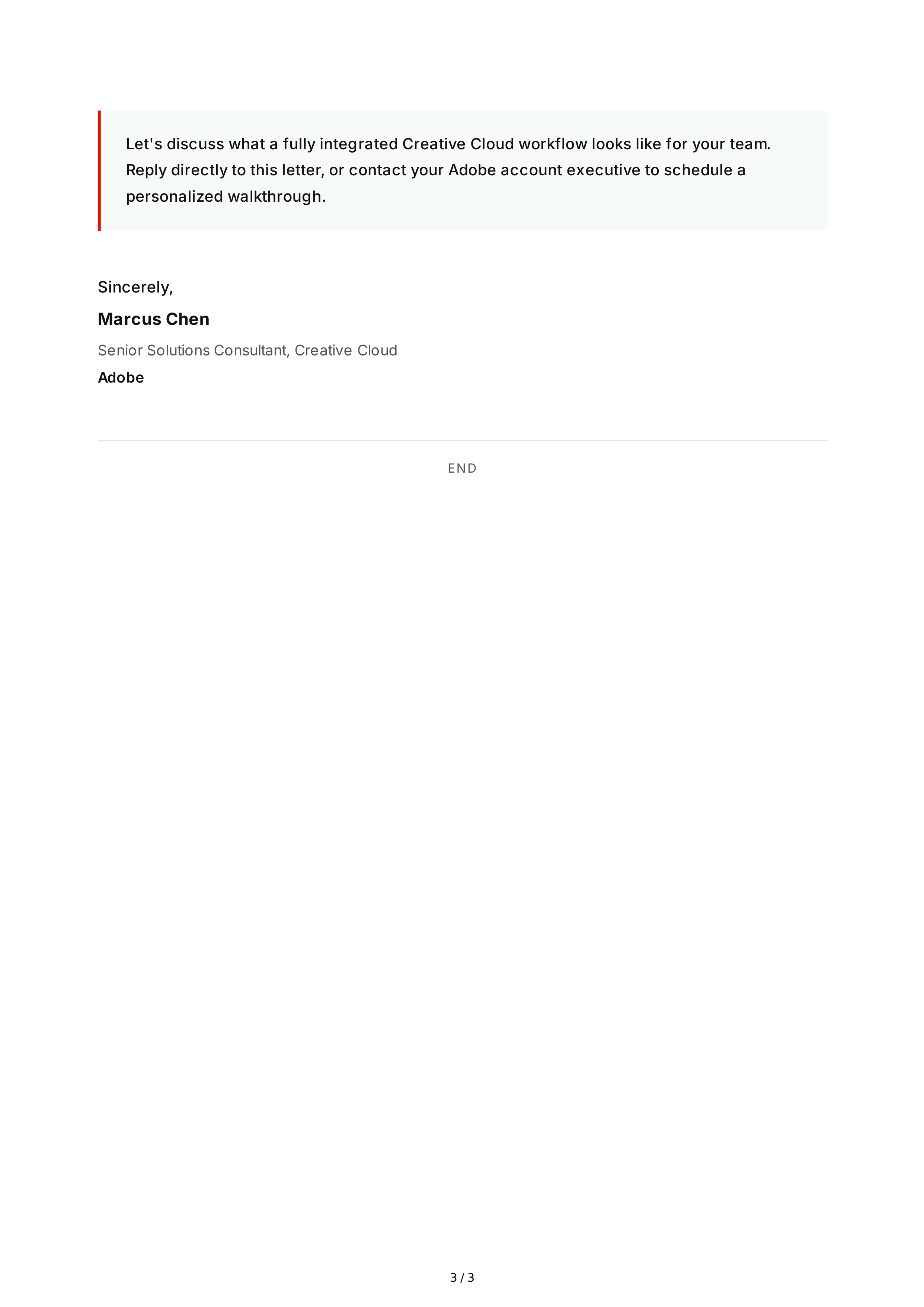 Adobe Creative Cloud Sales Letter — page 3