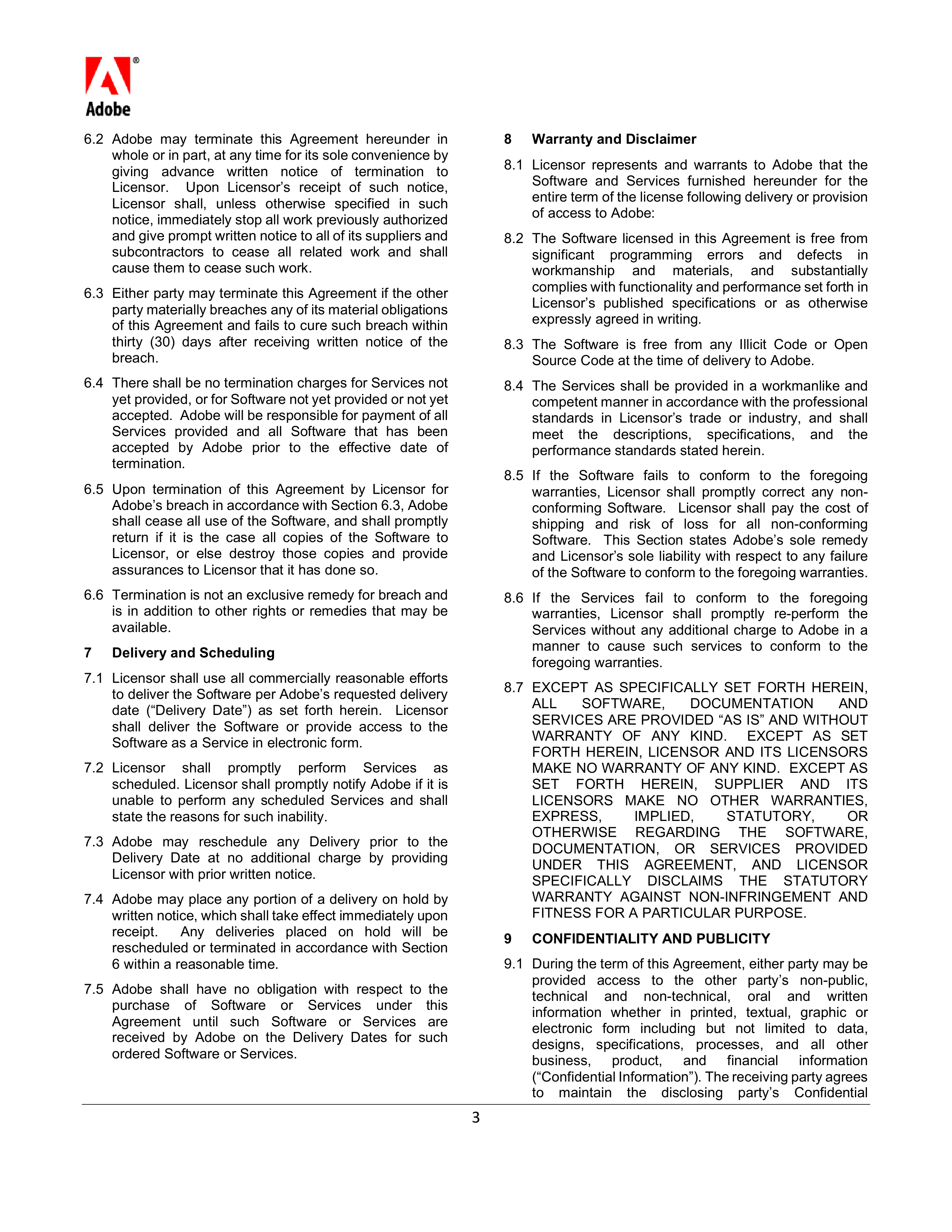 Adobe Software License Agreement — page 3