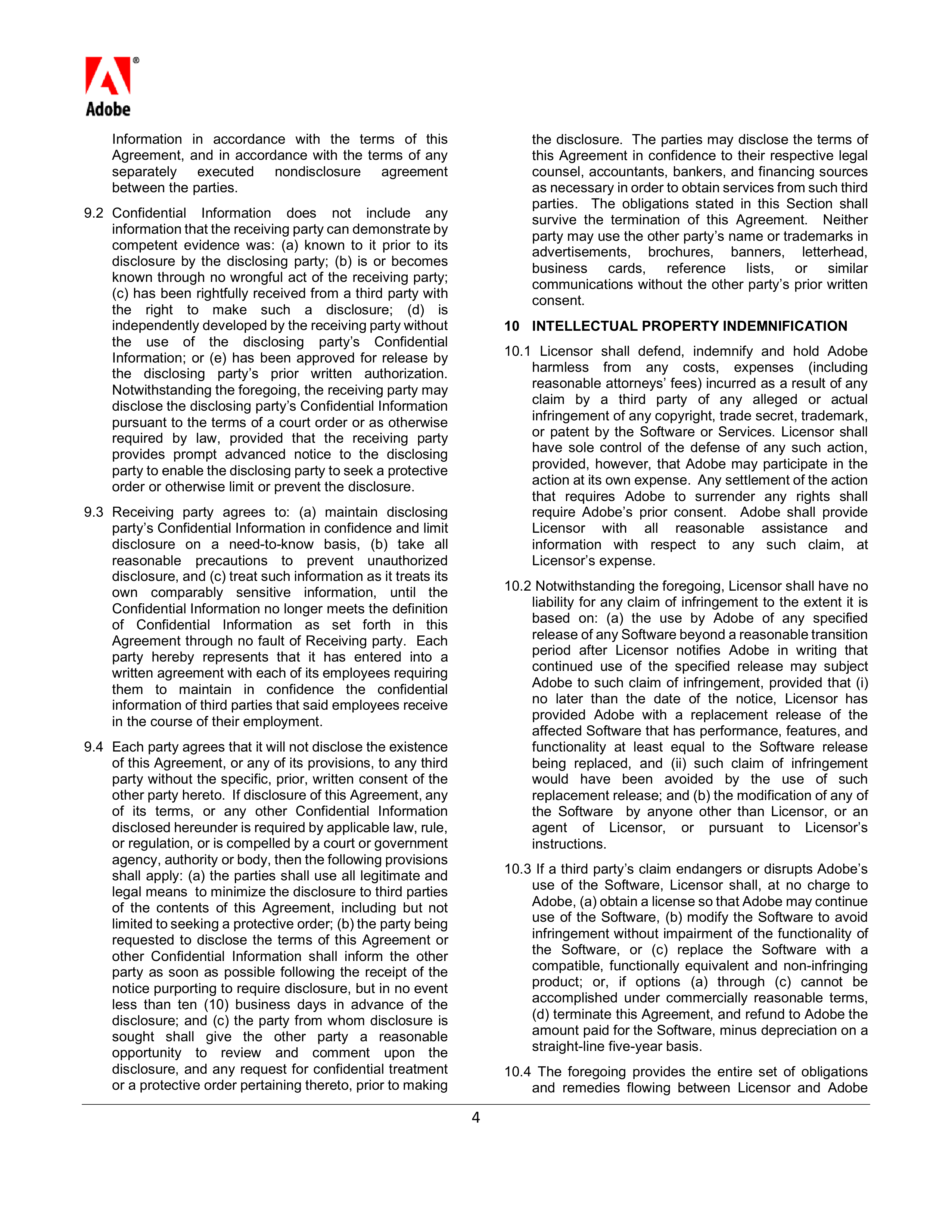 Adobe Software License Agreement — page 4