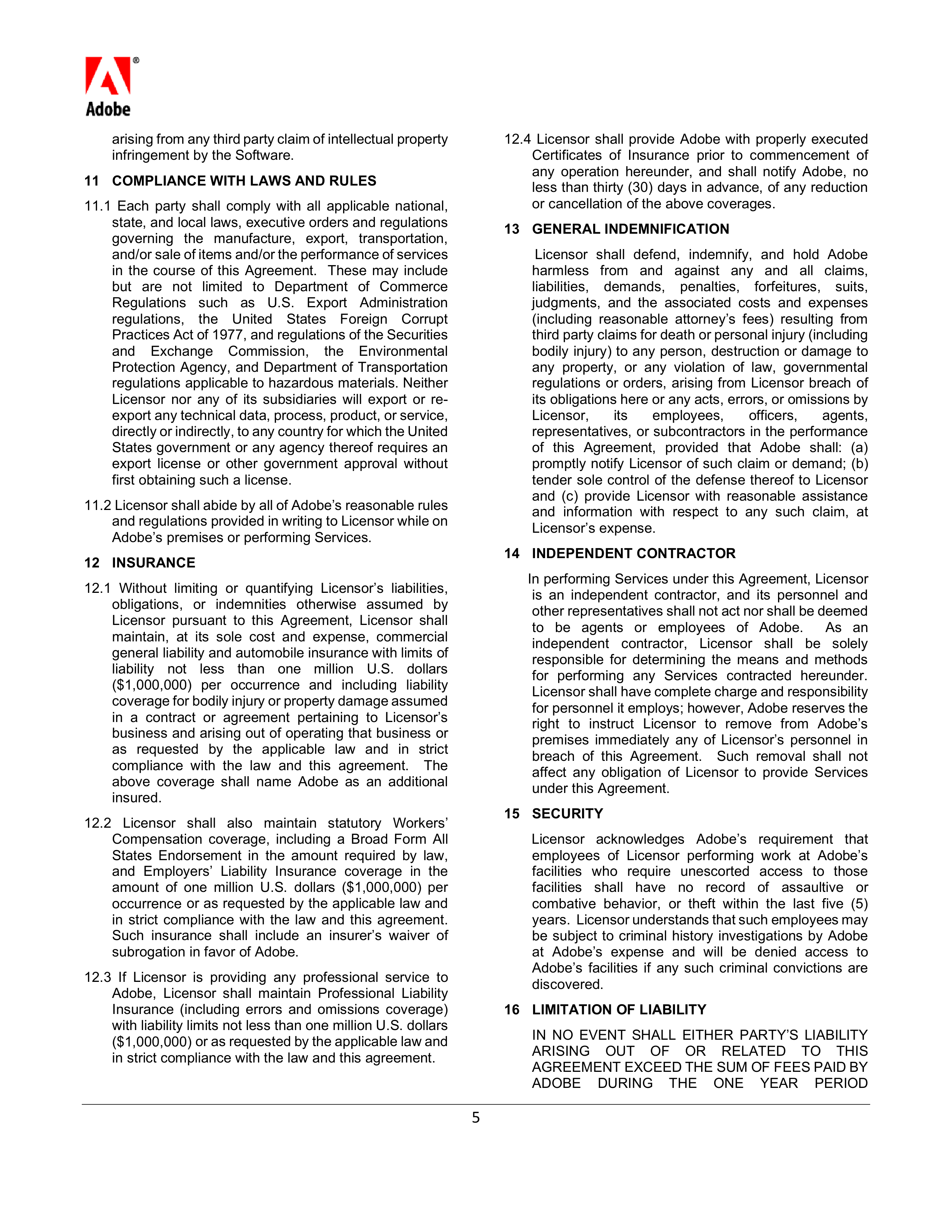 Adobe Software License Agreement — page 5