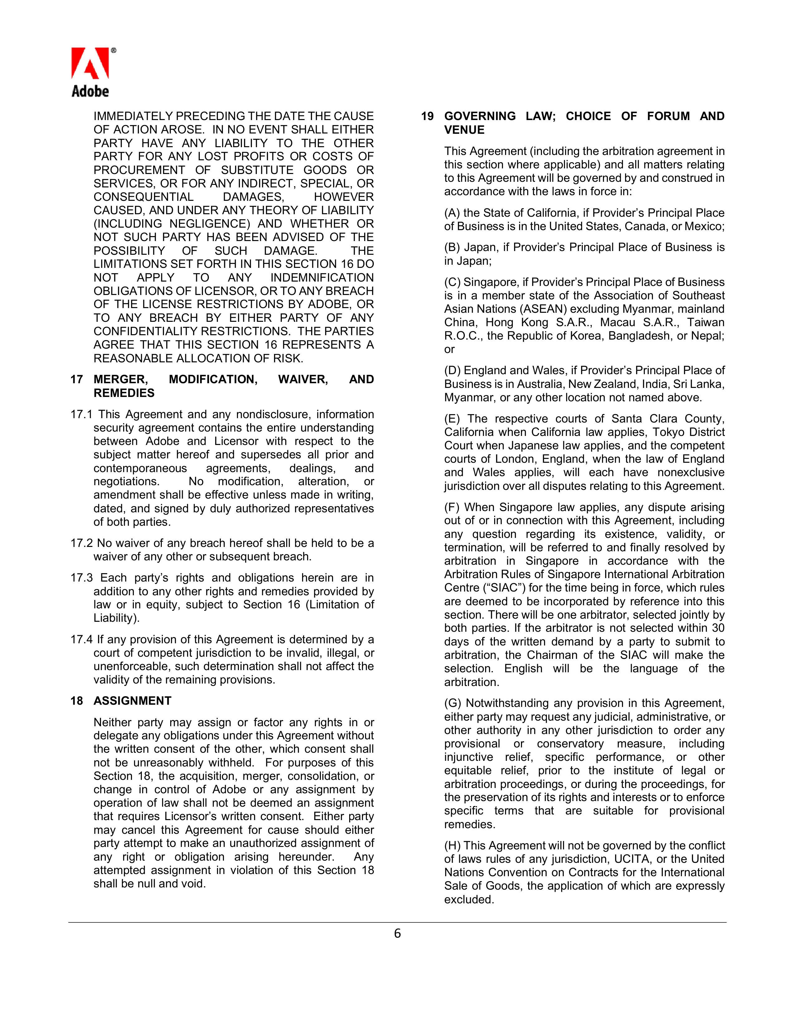 Adobe Software License Agreement — page 6