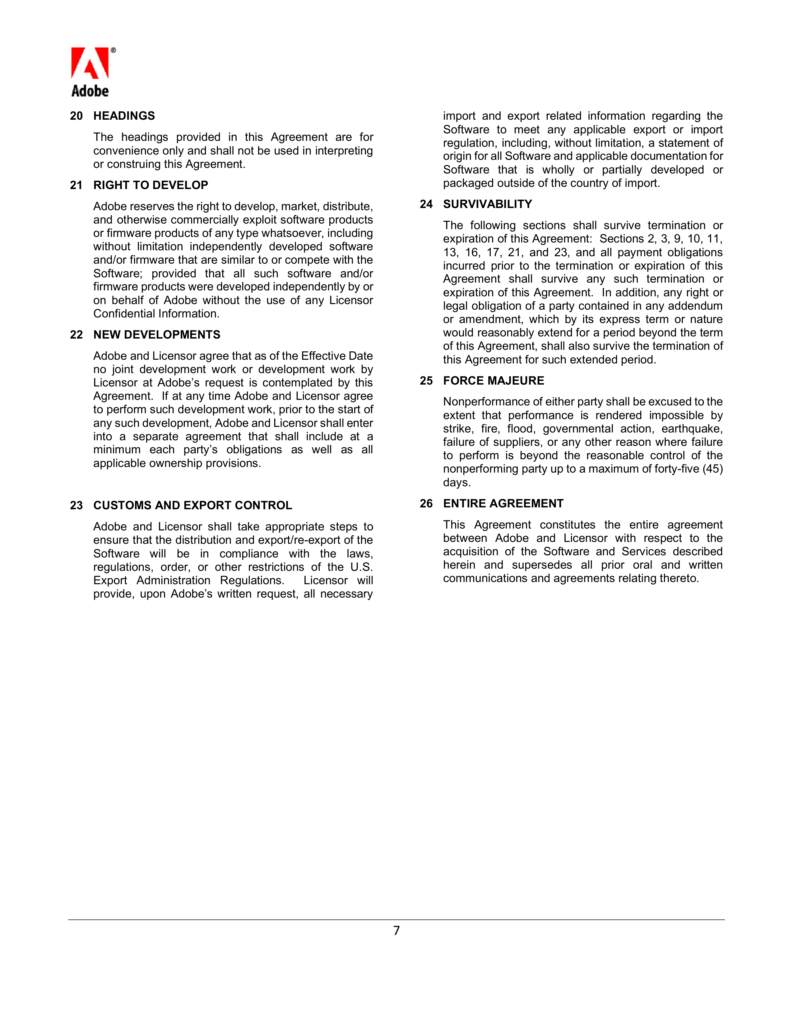 Adobe Software License Agreement — page 7
