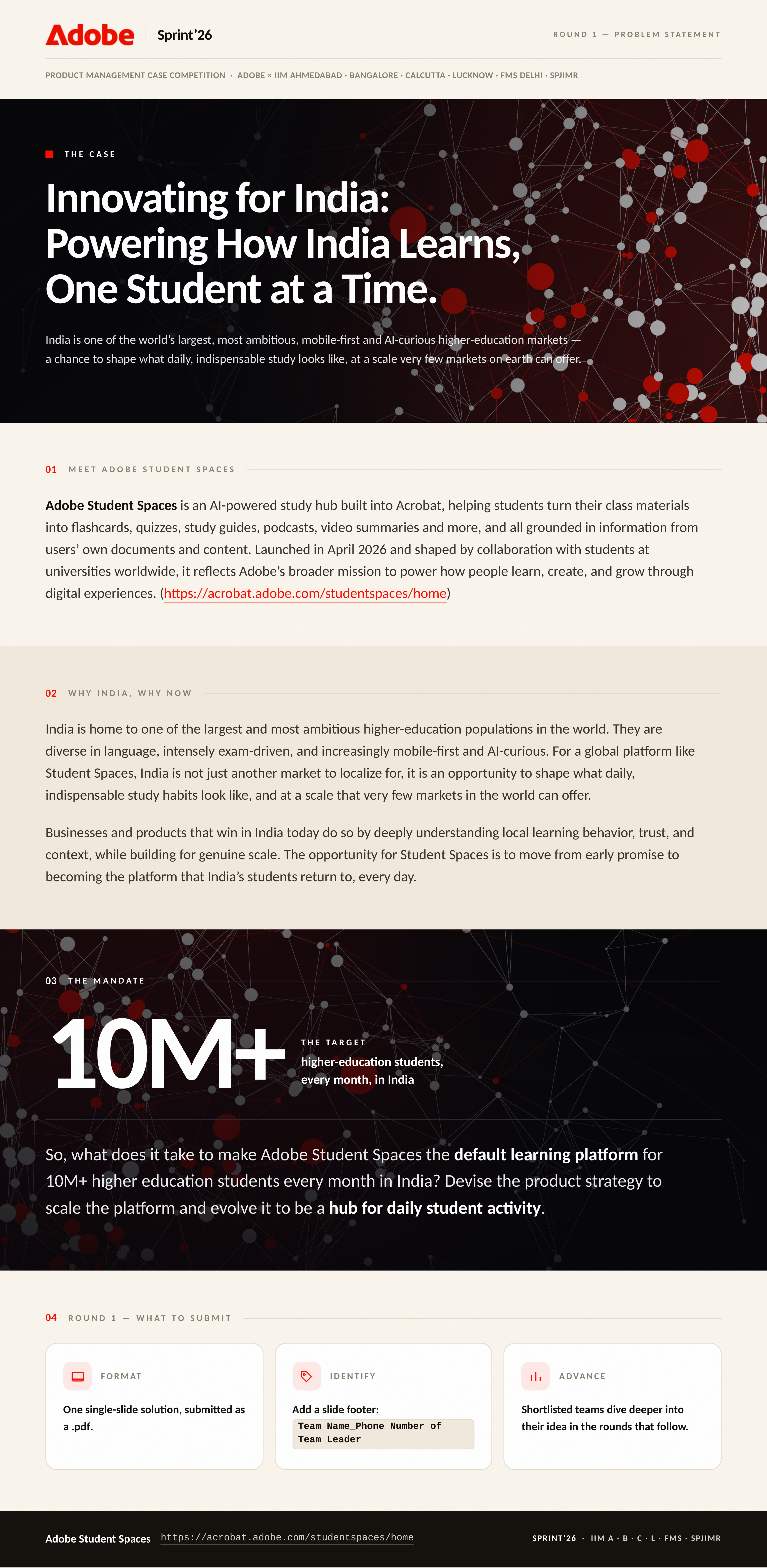 Adobe Student Spaces Growth Problem Statement — page 1