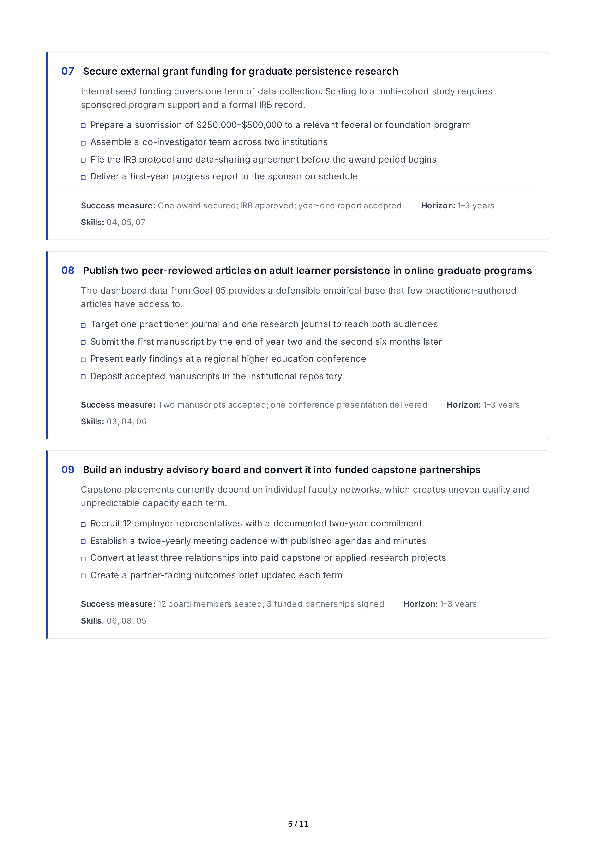 Advanced Education Professional Goals — page 6