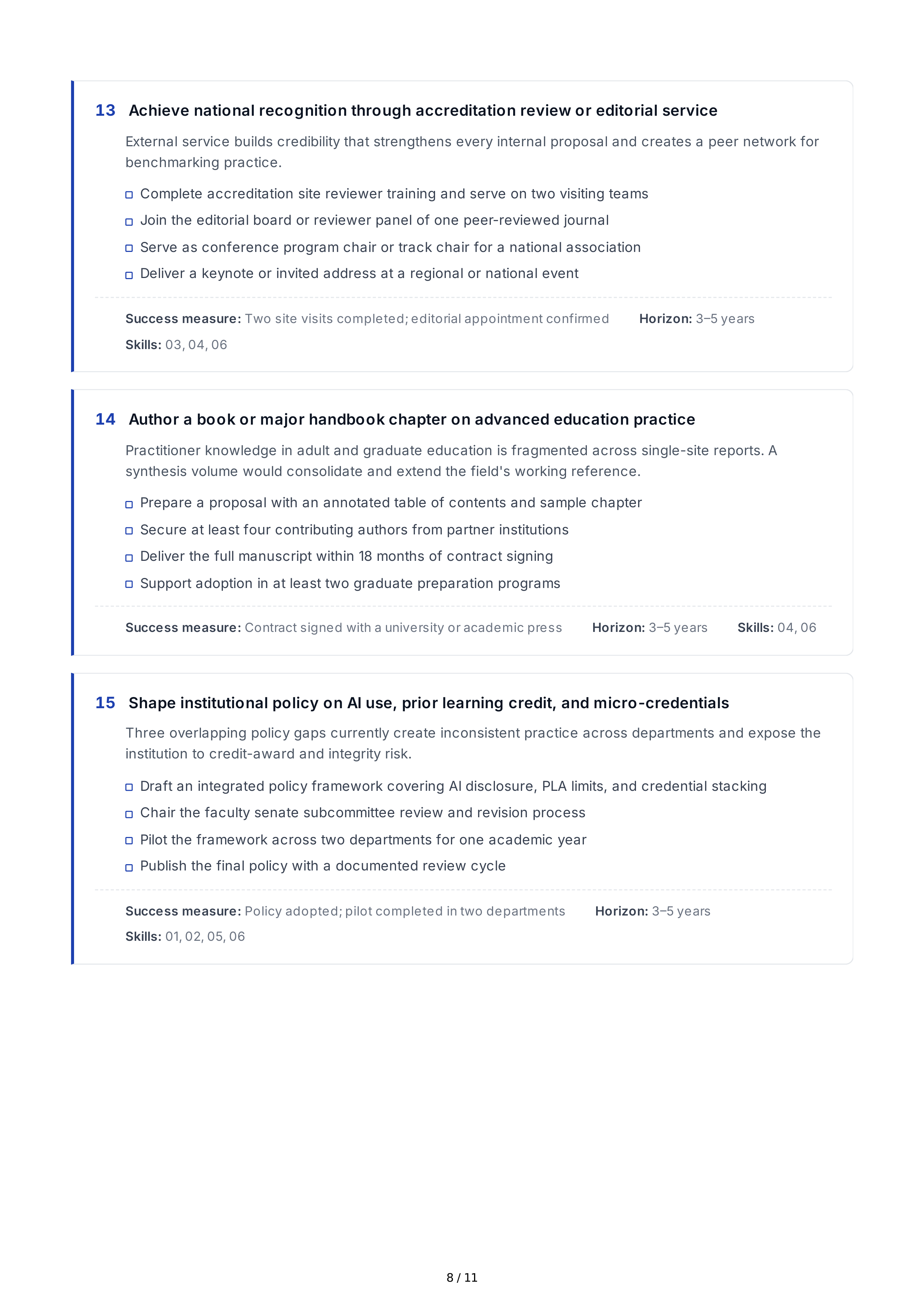 Advanced Education Professional Goals — page 8