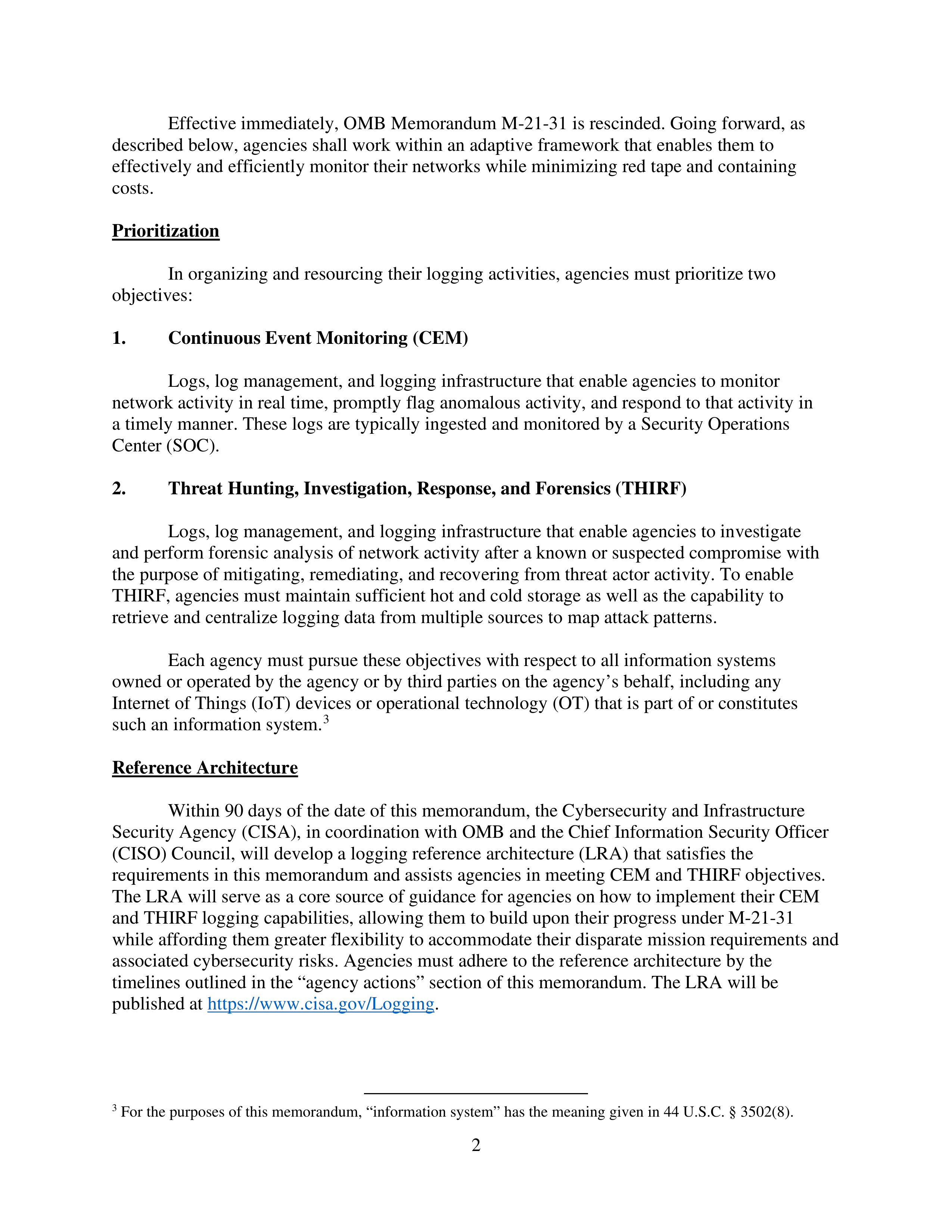 Agency Logging and Network Visibility Memo — page 2