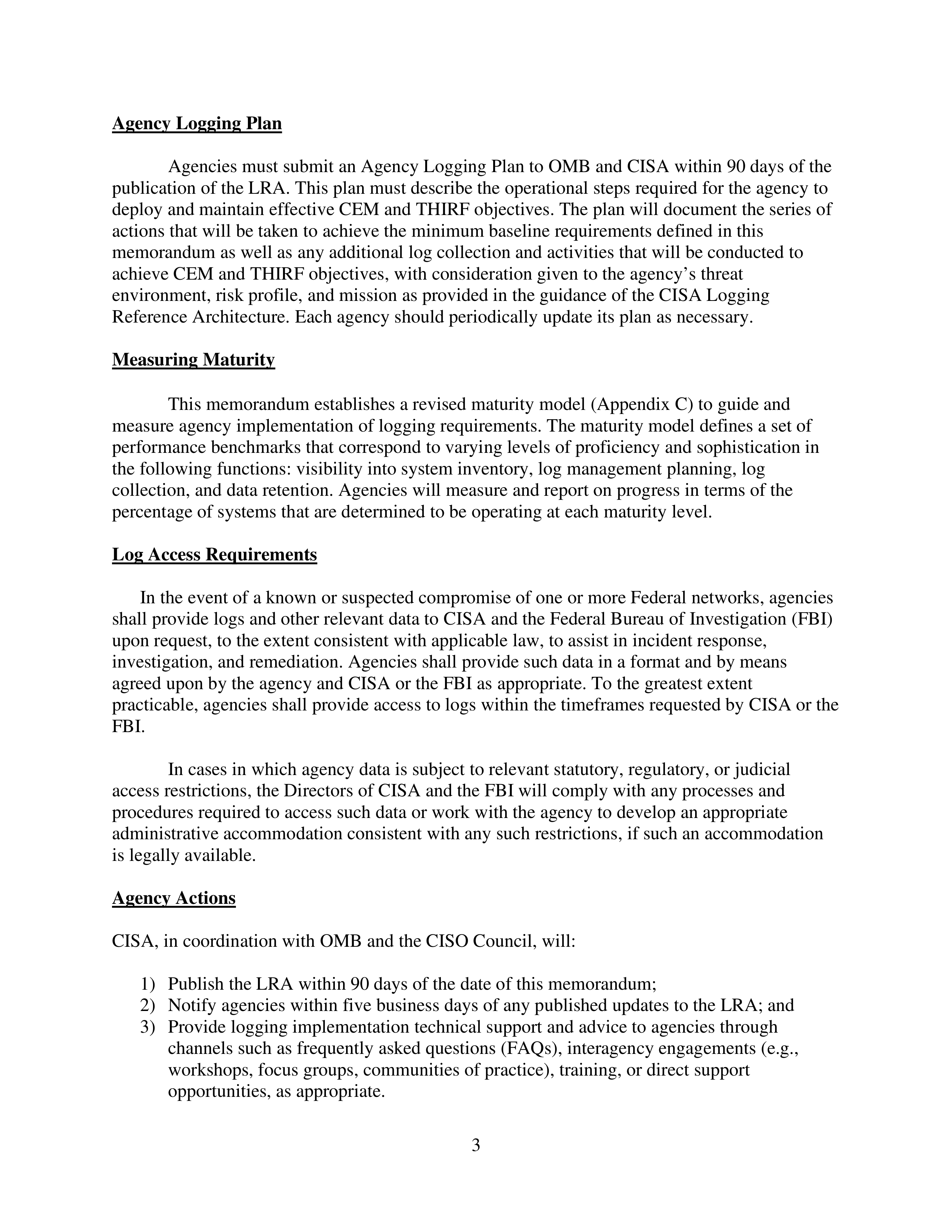 Agency Logging and Network Visibility Memo — page 3