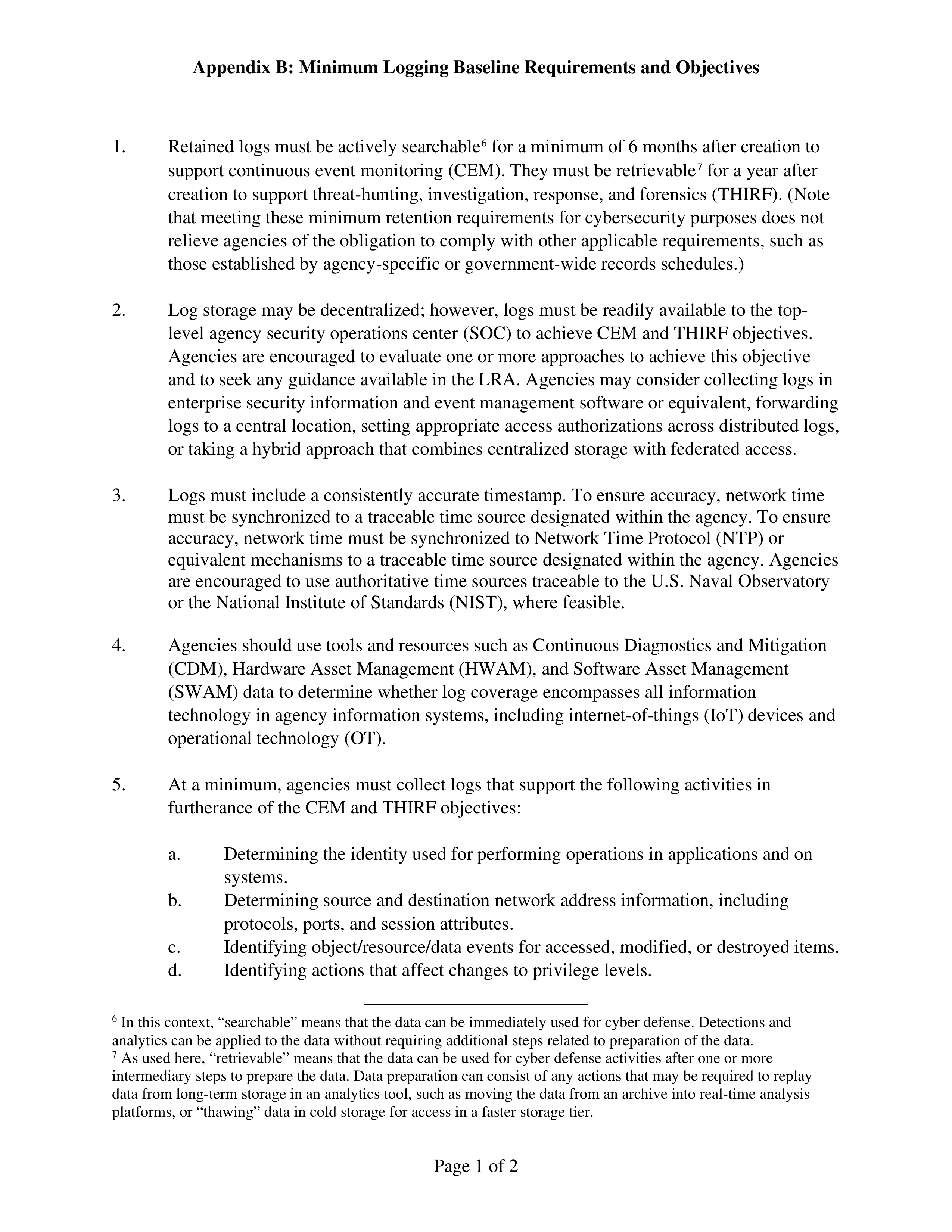 Agency Logging and Network Visibility Memo — page 6