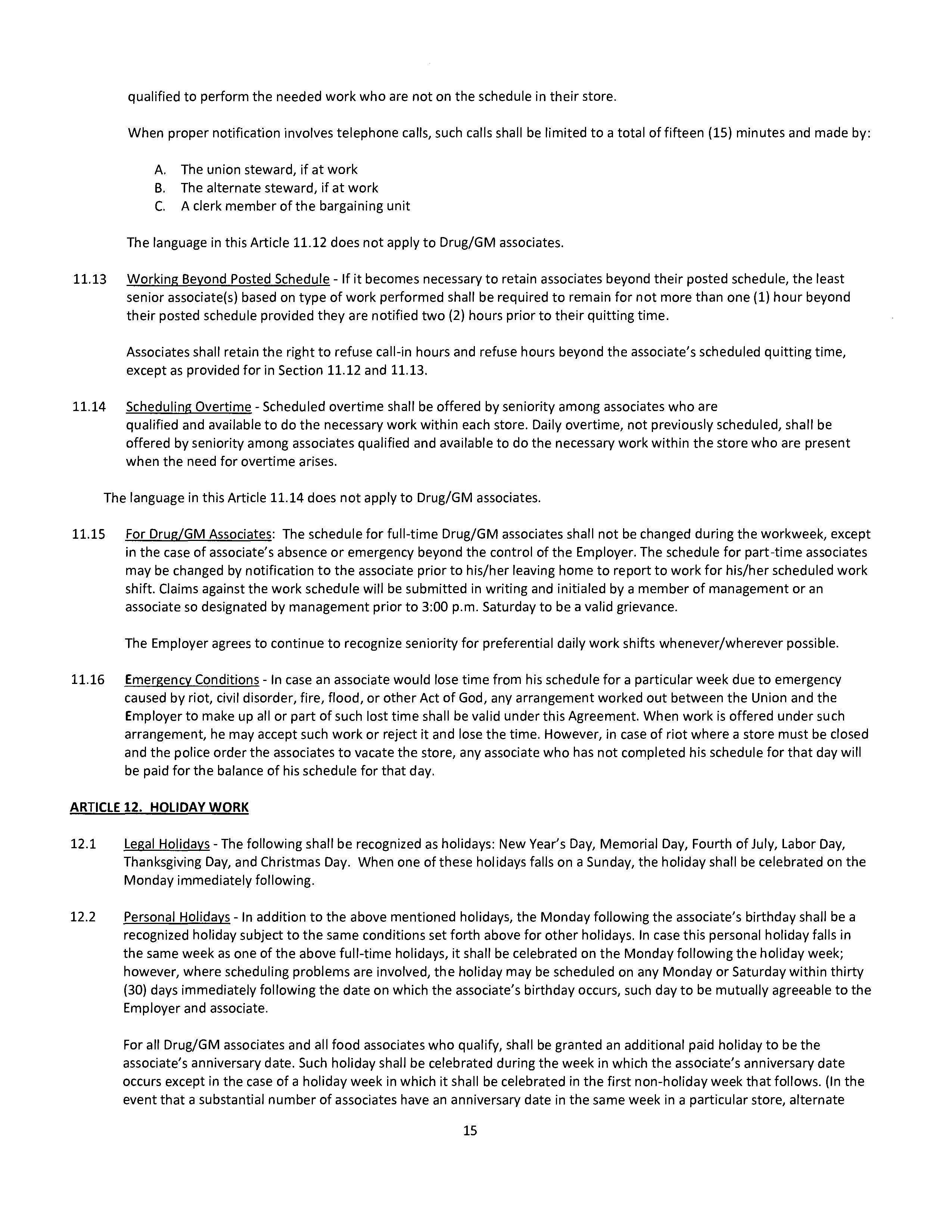 Agreement Between THE KROGER and DAYTON STORES — page 16