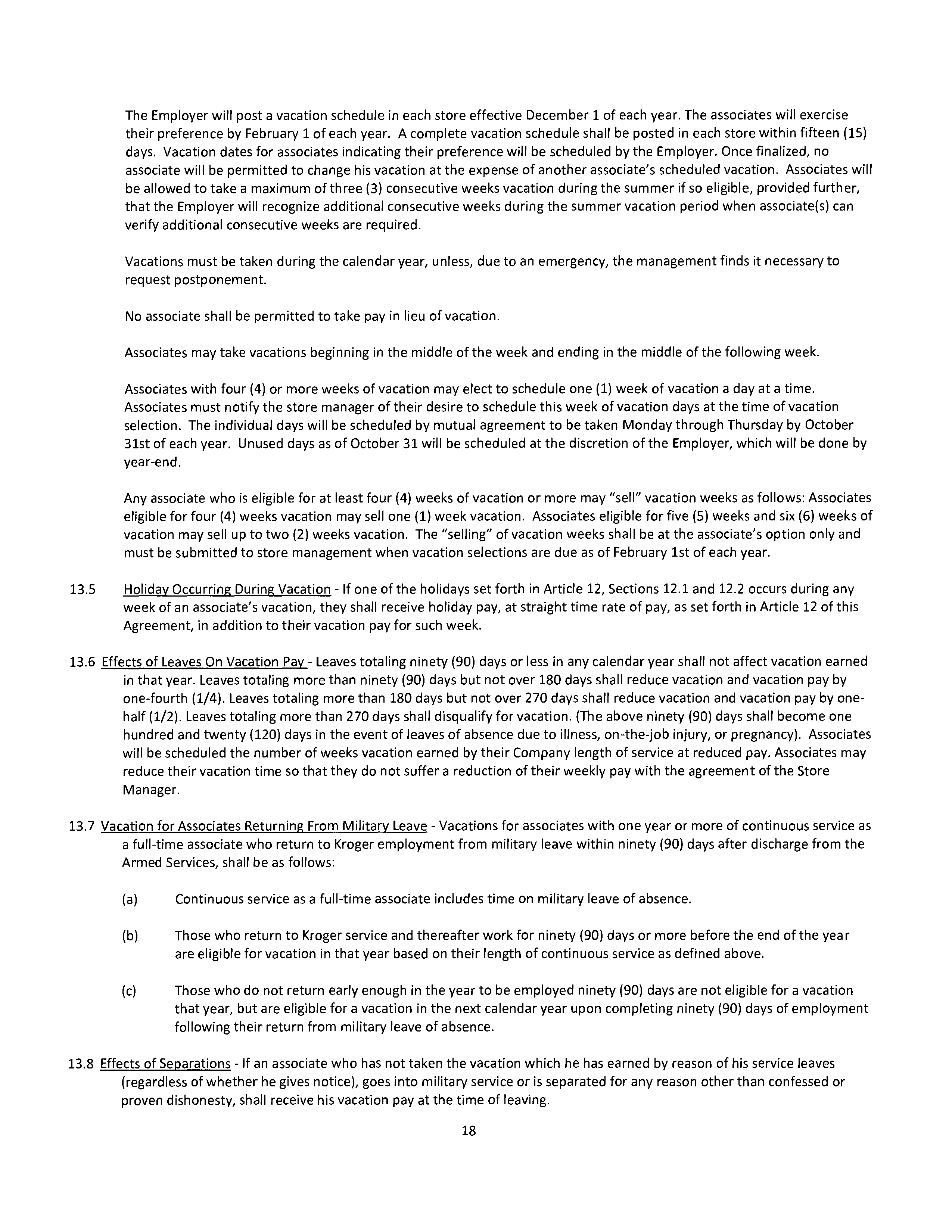 Agreement Between THE KROGER and DAYTON STORES — page 19