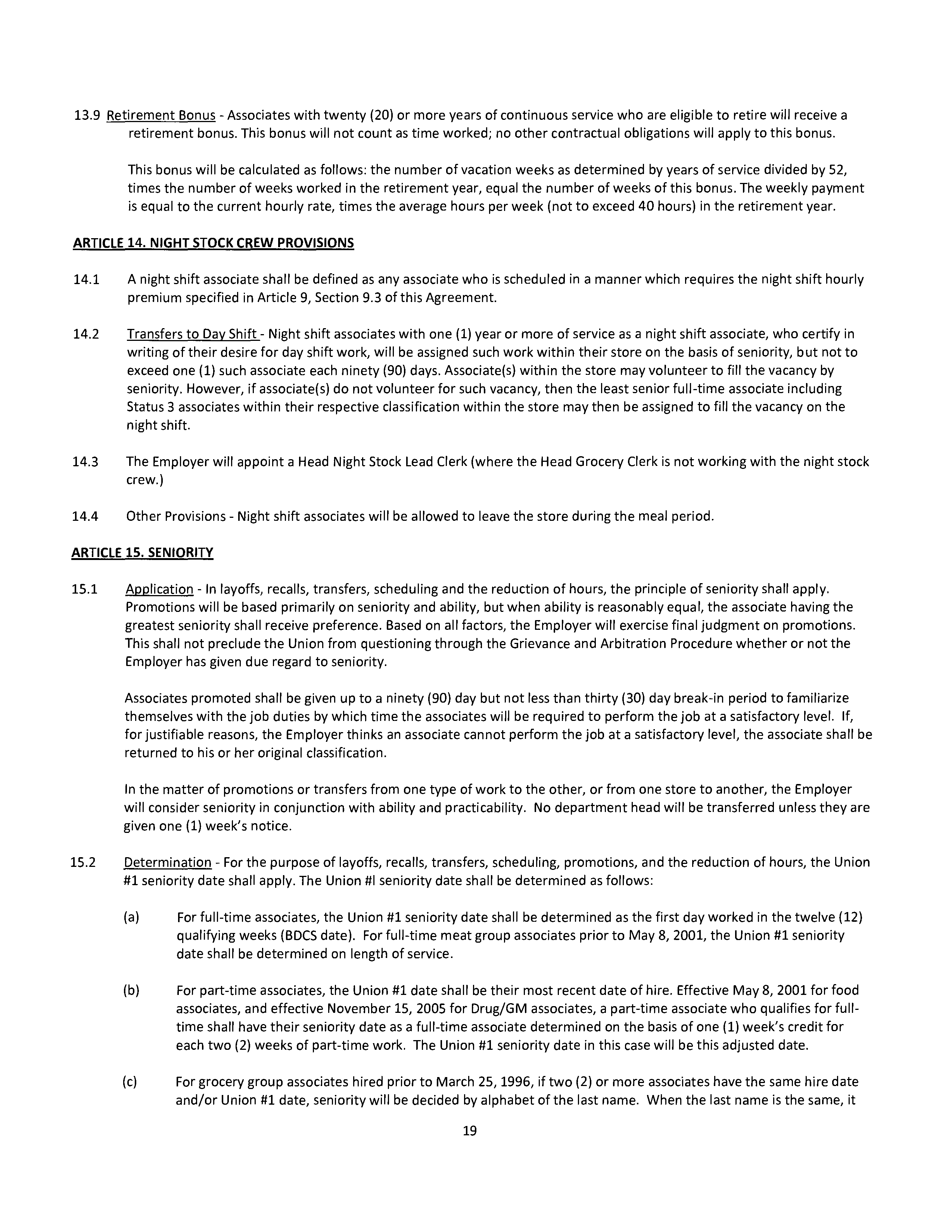 Agreement Between THE KROGER and DAYTON STORES — page 20