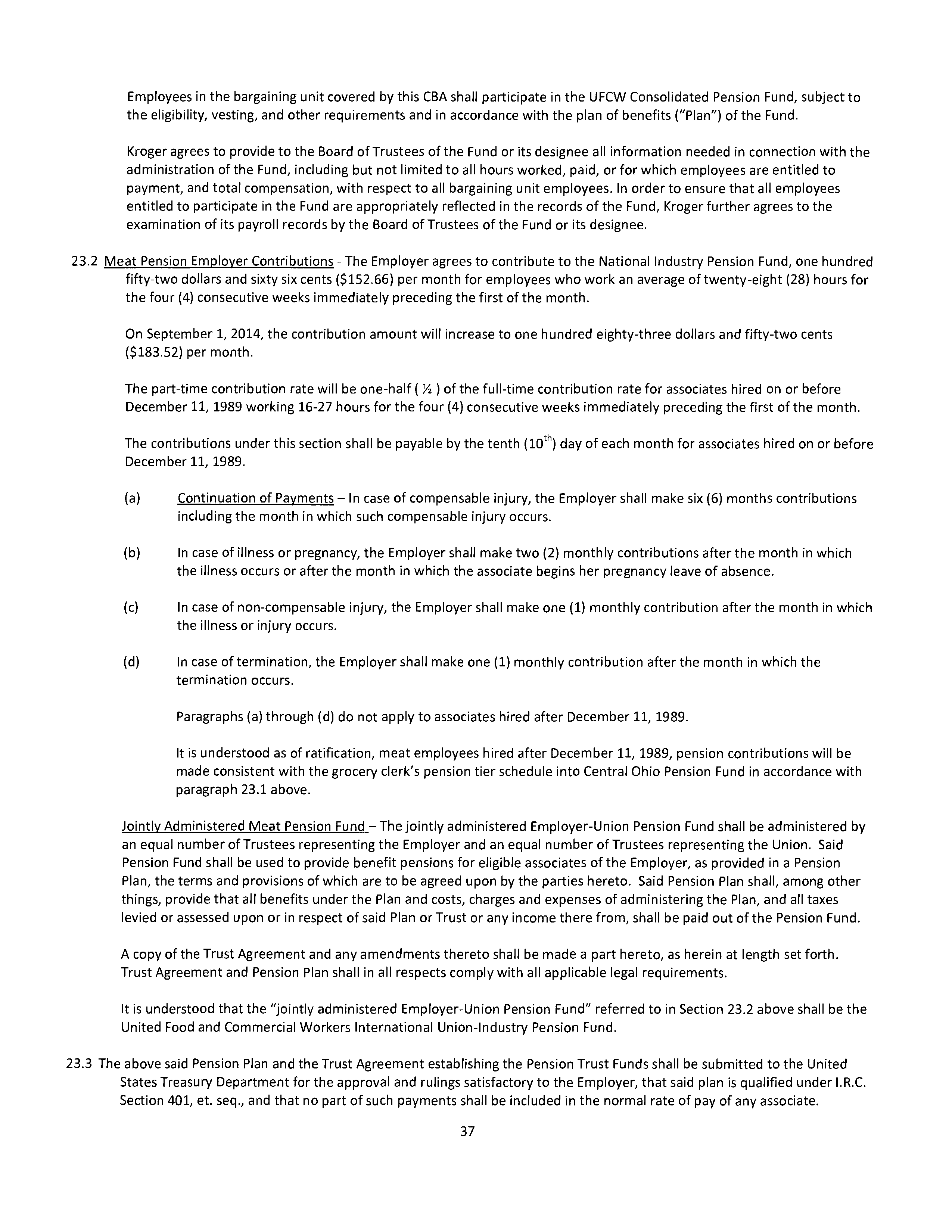 Agreement Between THE KROGER and DAYTON STORES — page 38