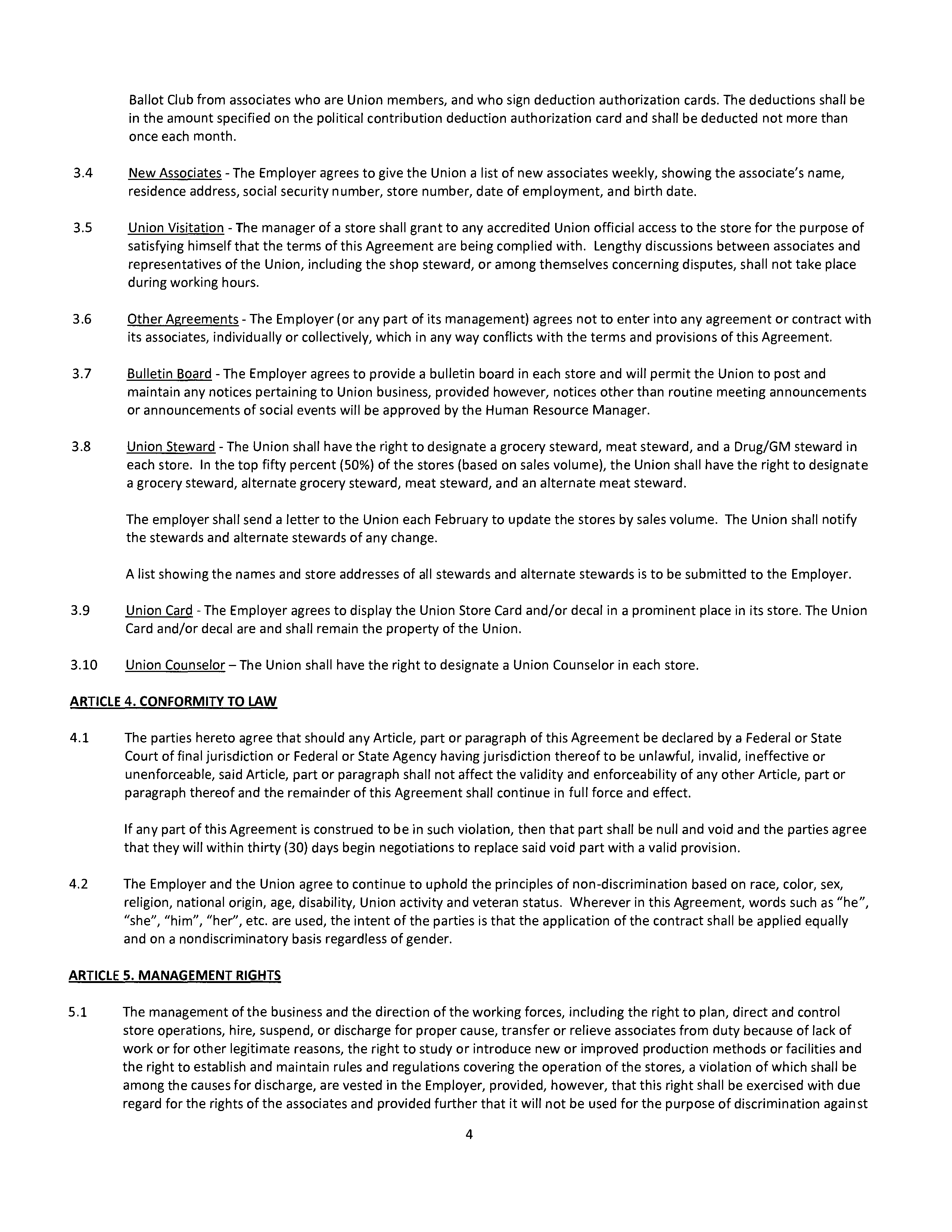 Agreement Between THE KROGER and DAYTON STORES — page 5