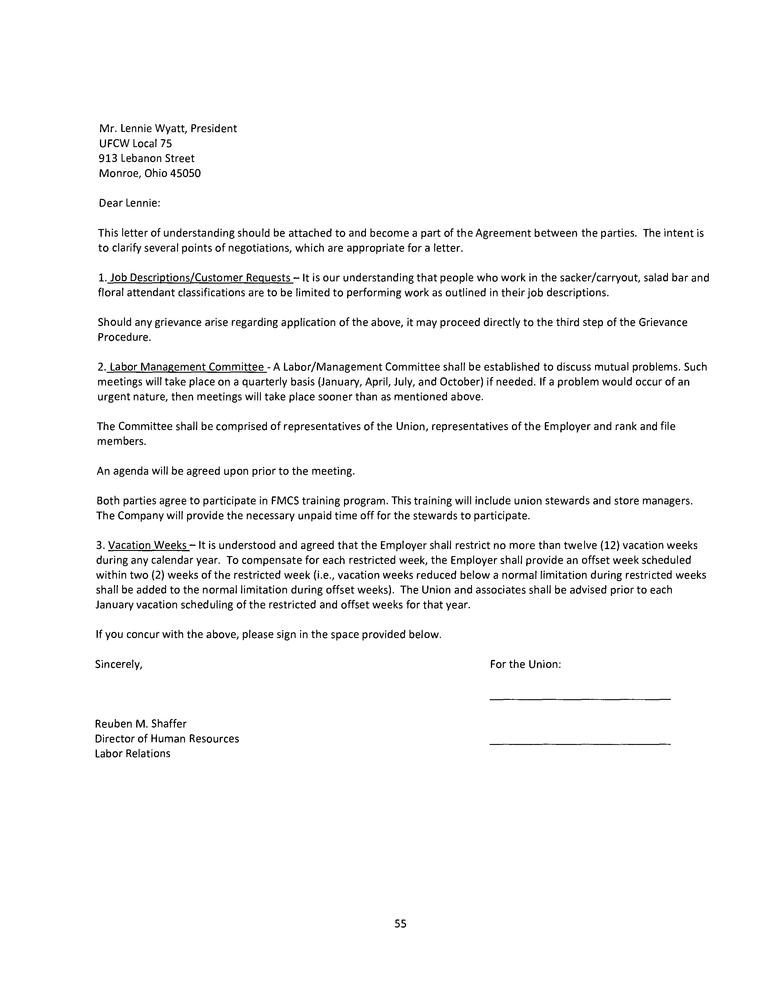 Agreement Between THE KROGER and DAYTON STORES — page 56