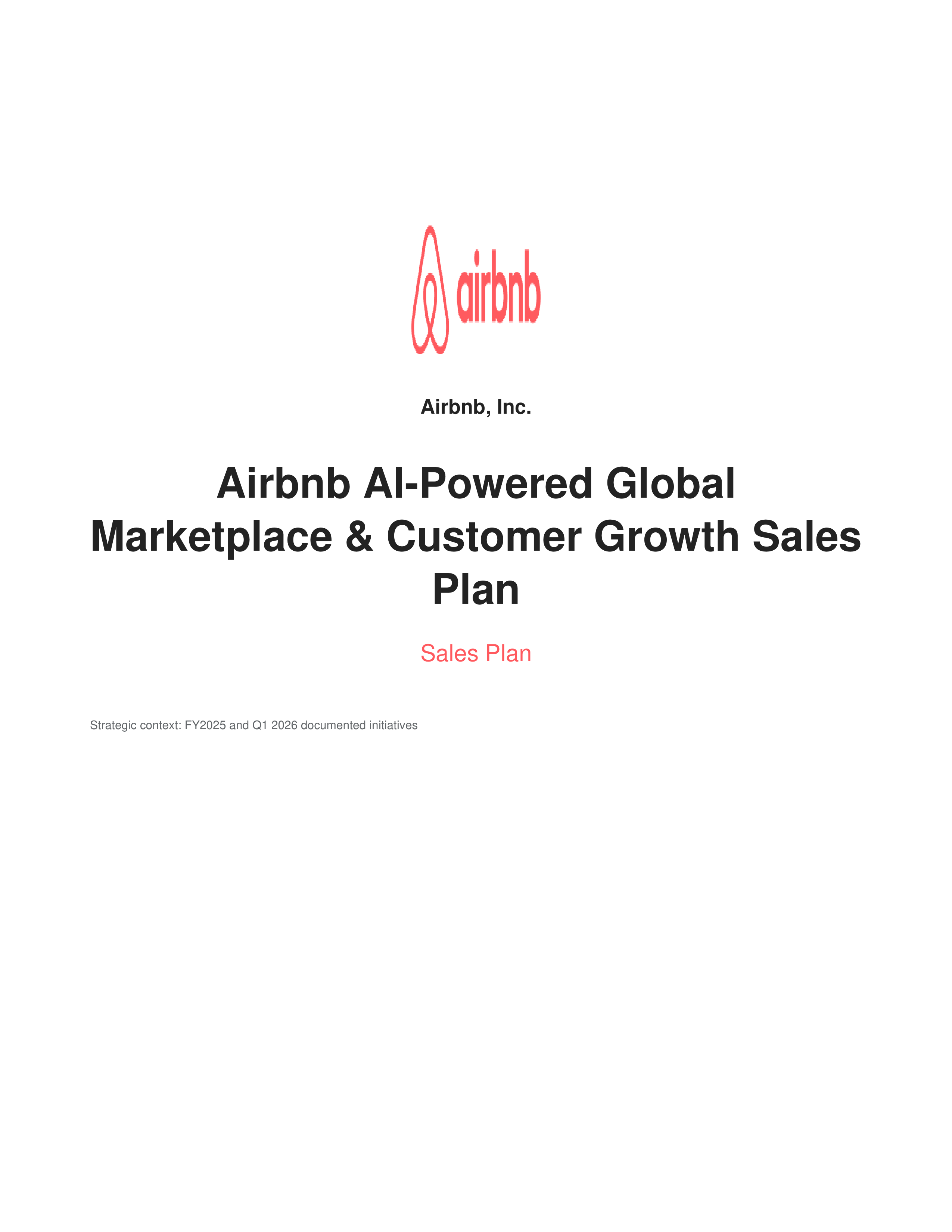 Airbnb AI-Powered Global Marketplace & Customer Growth Sales Plan — page 1
