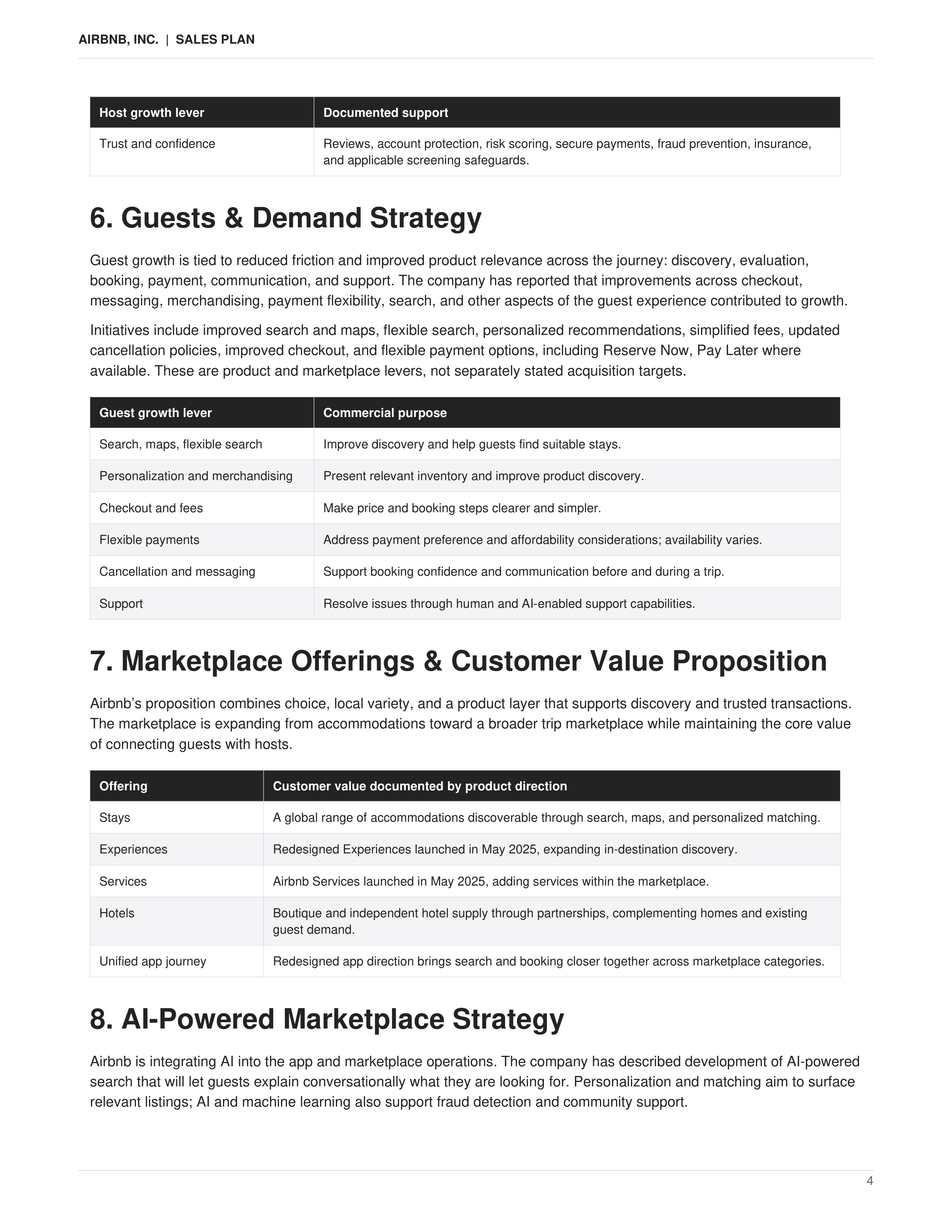Airbnb AI-Powered Global Marketplace & Customer Growth Sales Plan — page 4