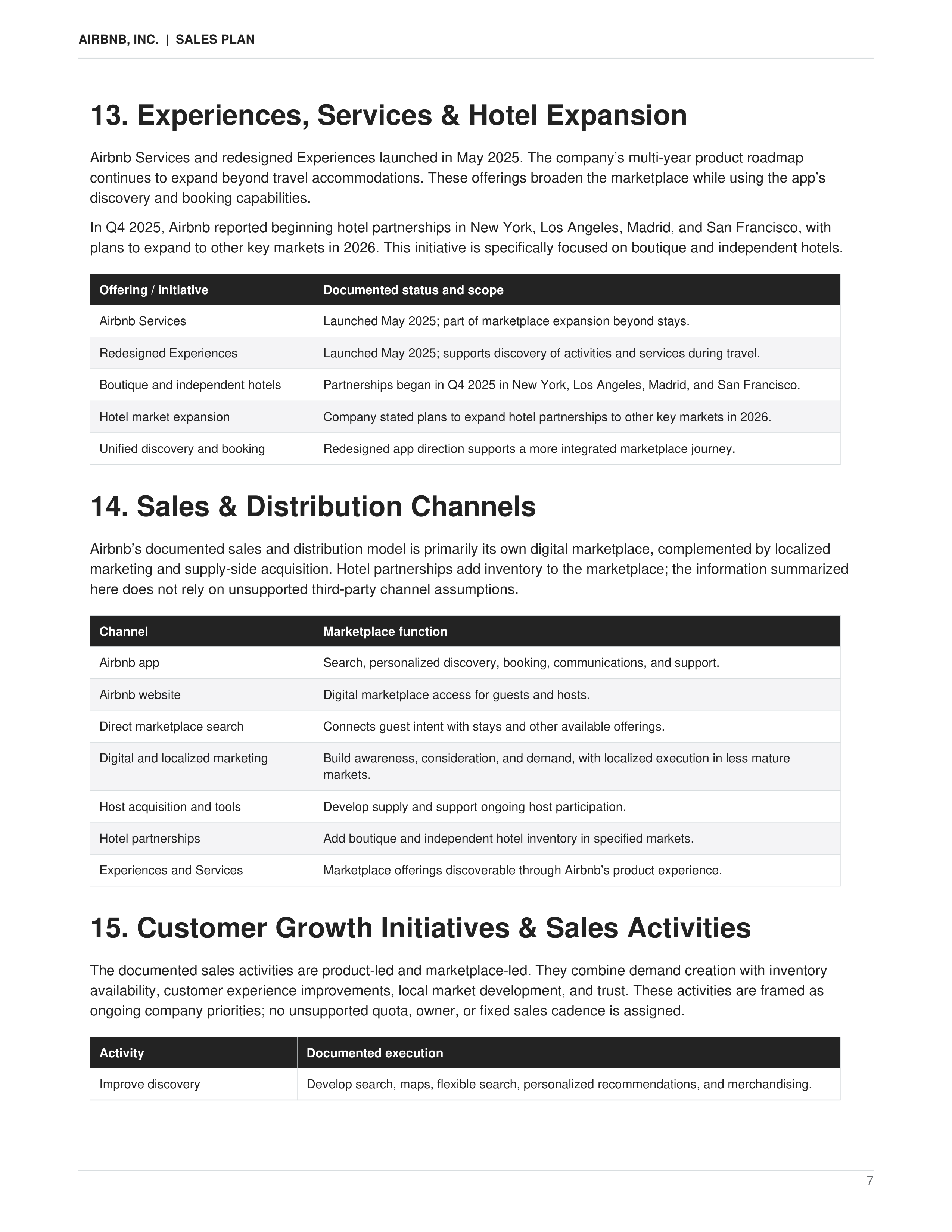 Airbnb AI-Powered Global Marketplace & Customer Growth Sales Plan — page 7