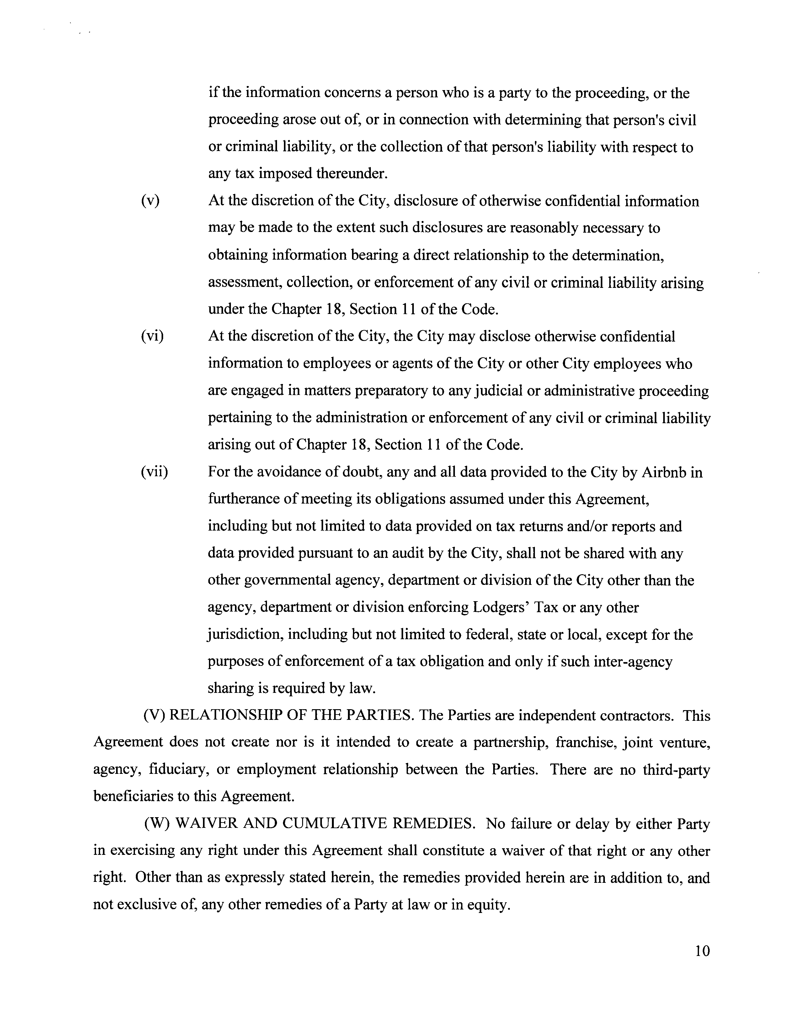 Airbnb Voluntary Collection Agreement — page 10
