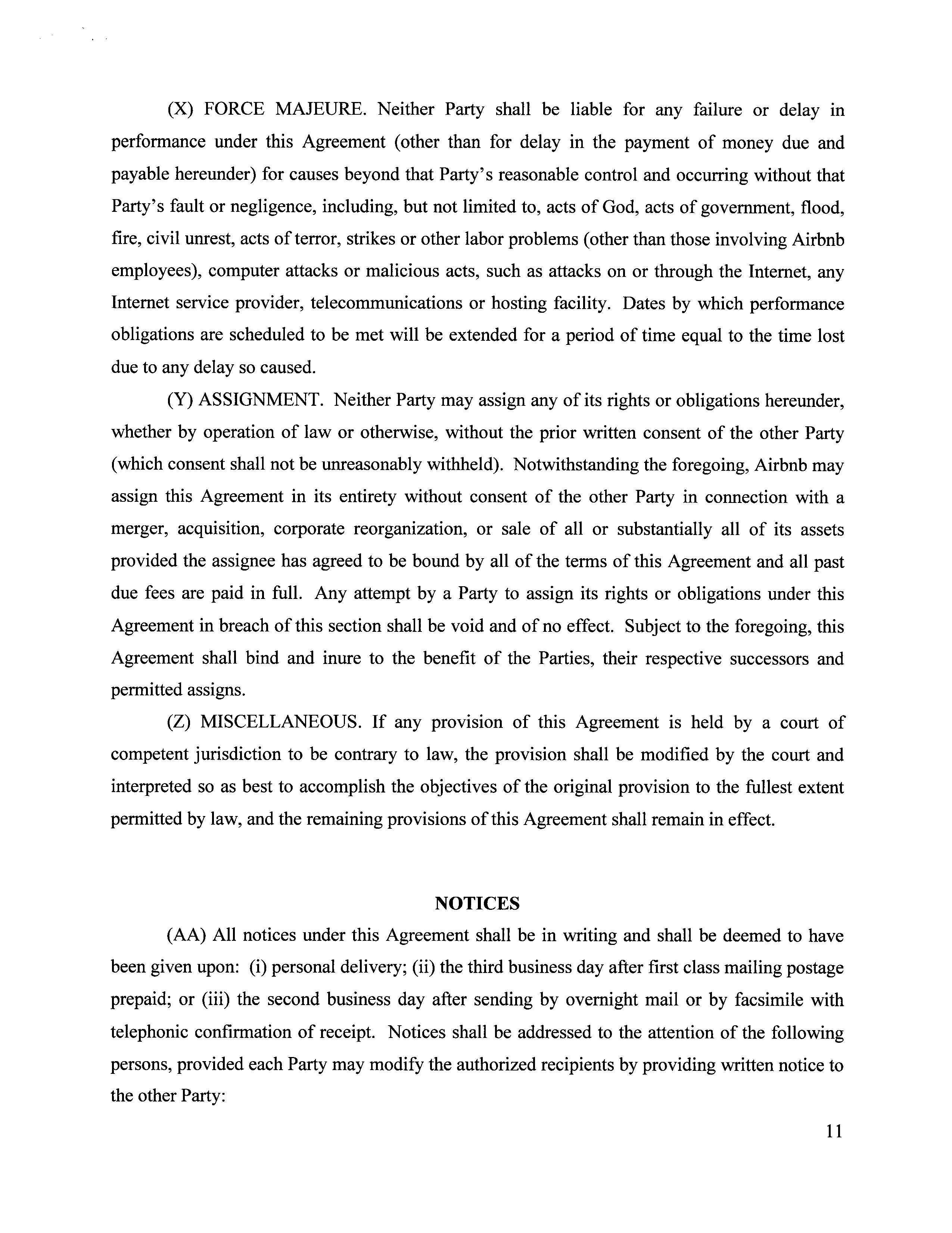 Airbnb Voluntary Collection Agreement — page 11