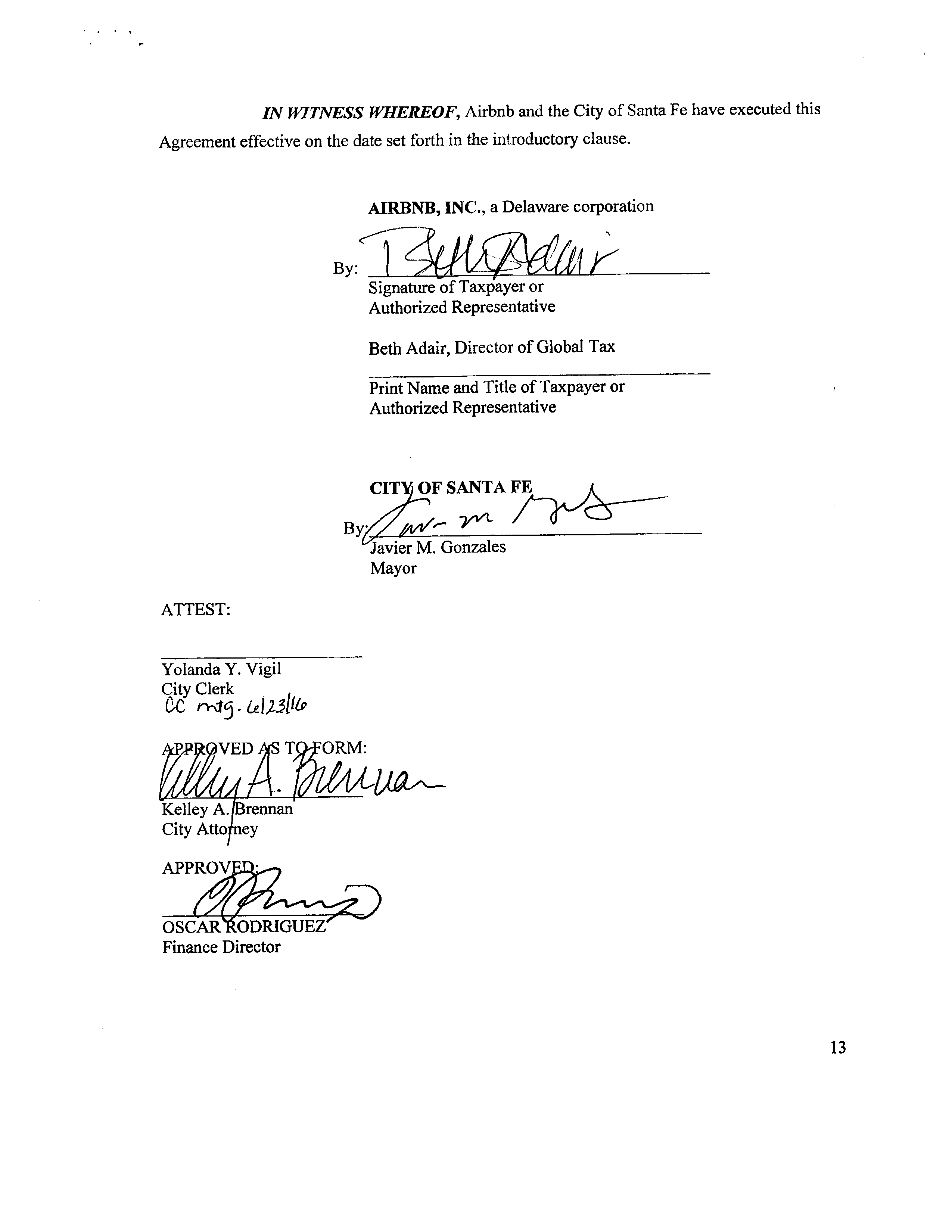Airbnb Voluntary Collection Agreement — page 14