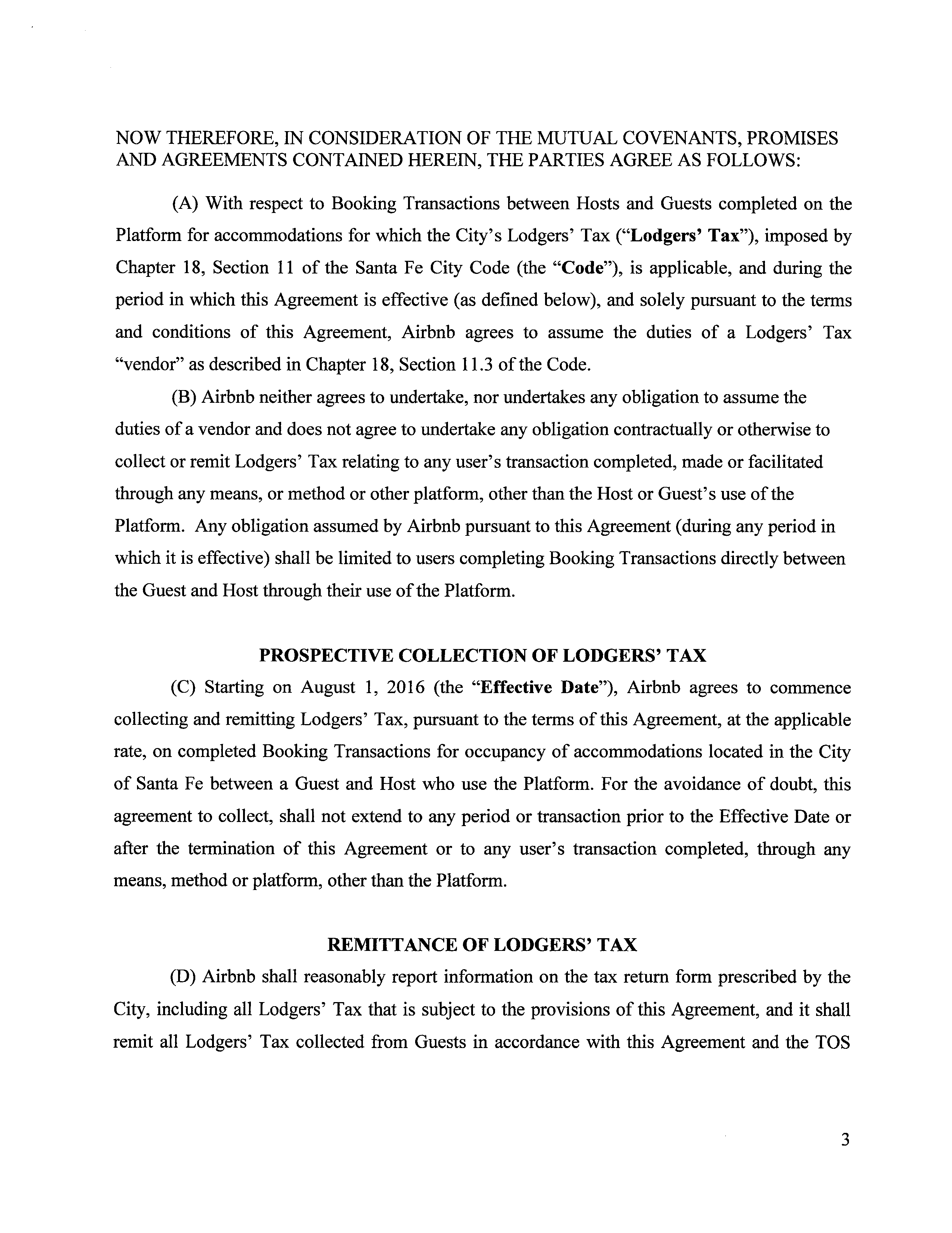 Airbnb Voluntary Collection Agreement — page 3