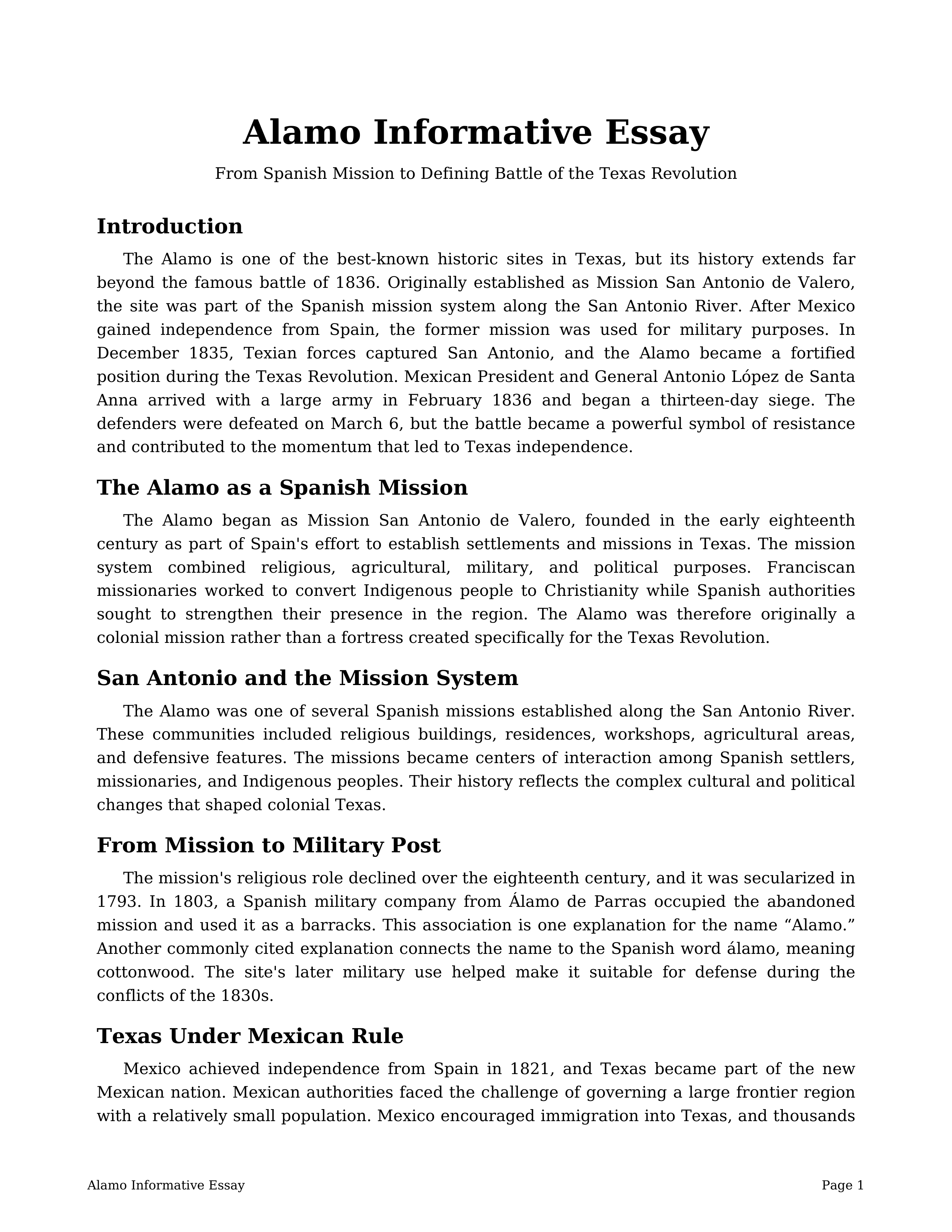 Alamo Informative Essay — page 1