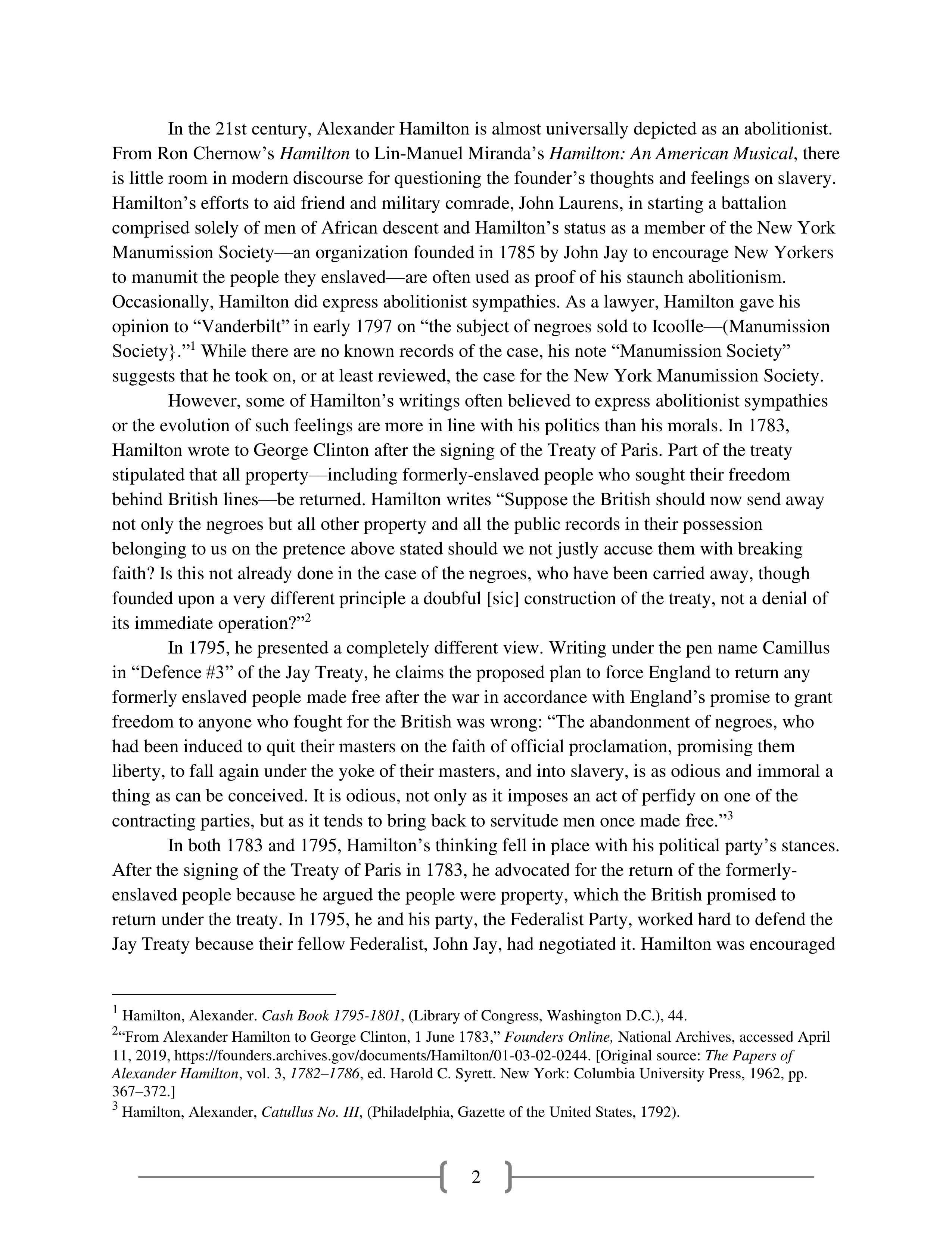 Alexander Hamilton and Slavery Historical Biography — page 3