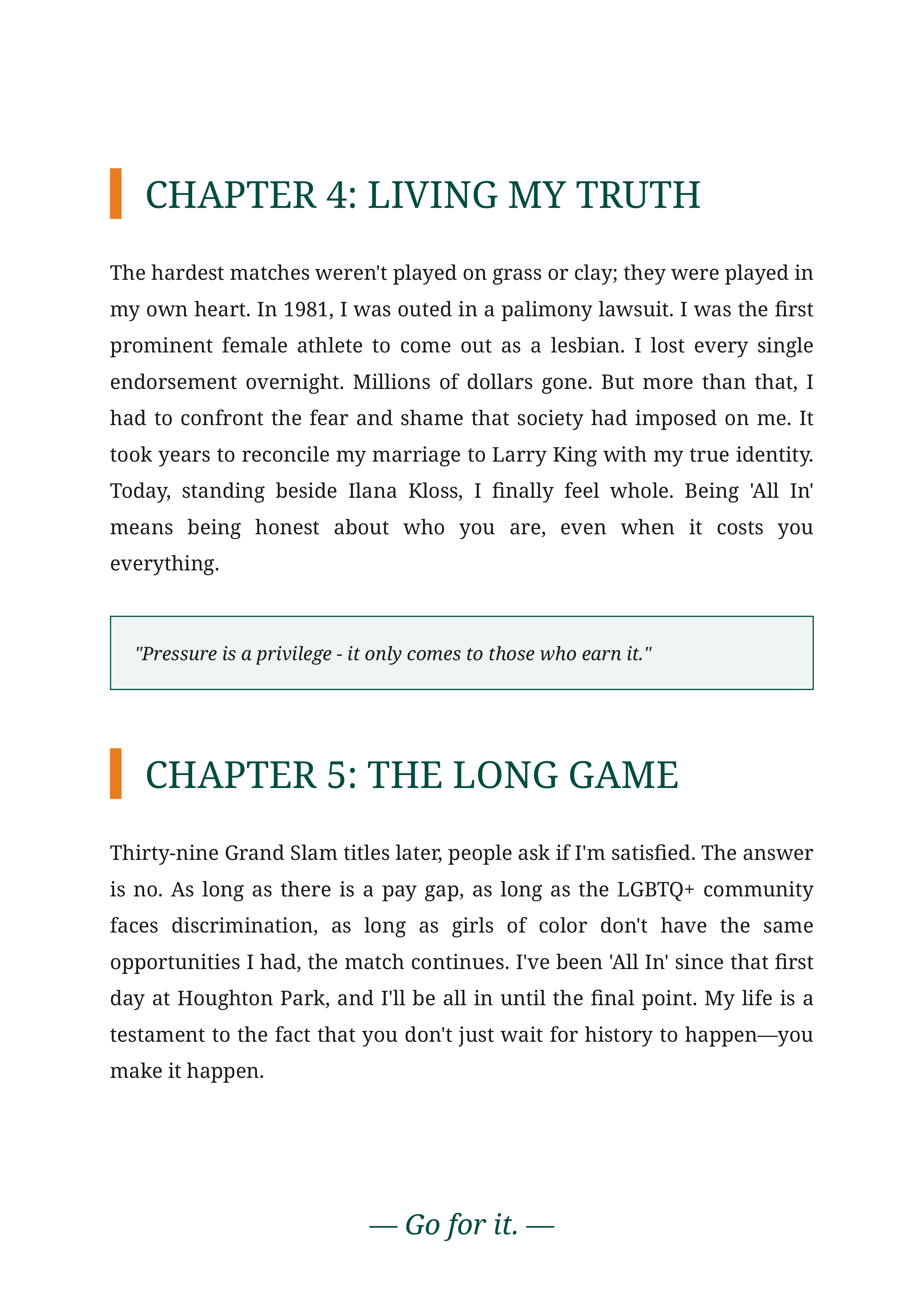 All In An Autobiography by Billie Jean King Tennis Champion and Activist Autobiography — page 5