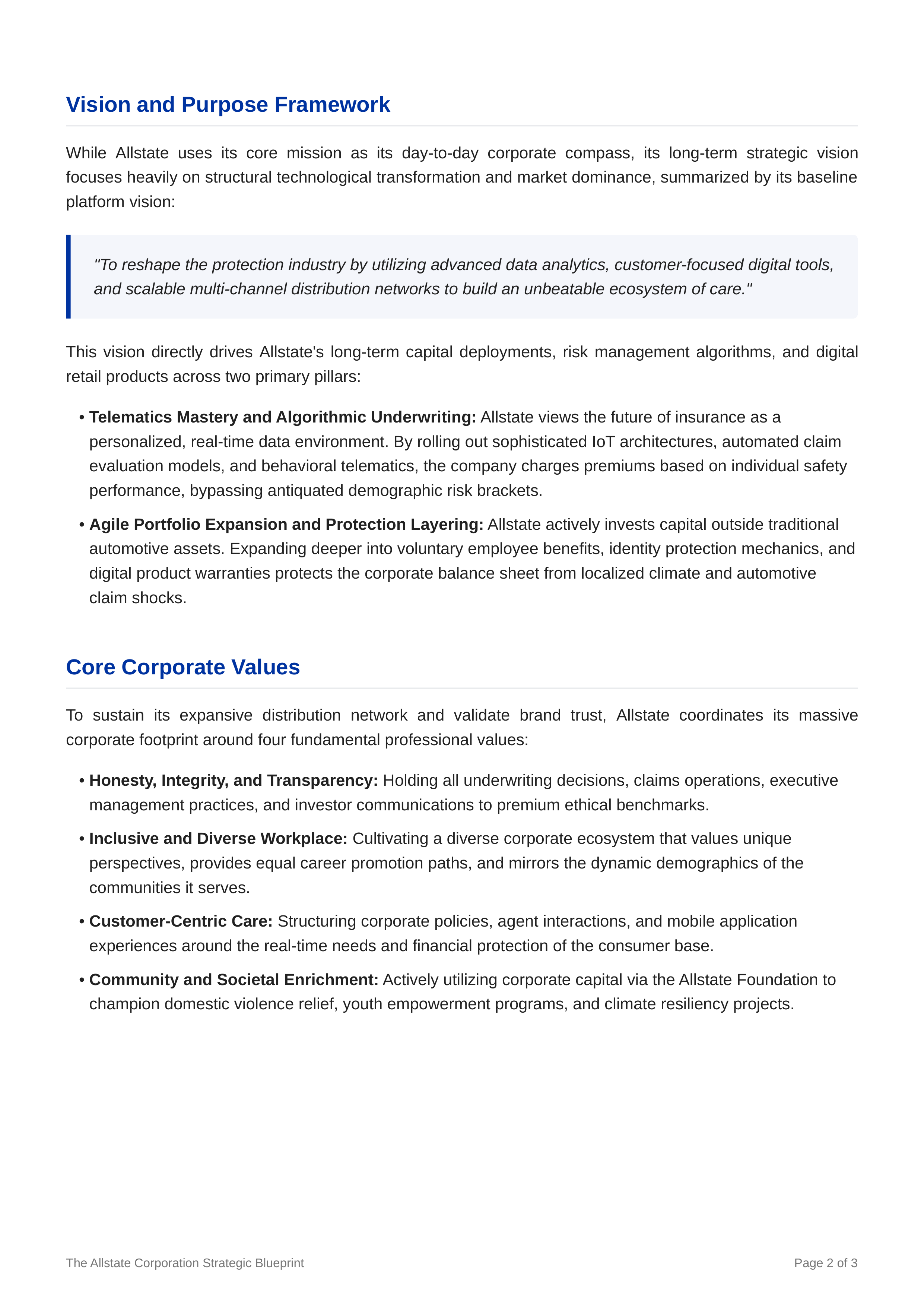Allstate Mission Statement — page 2