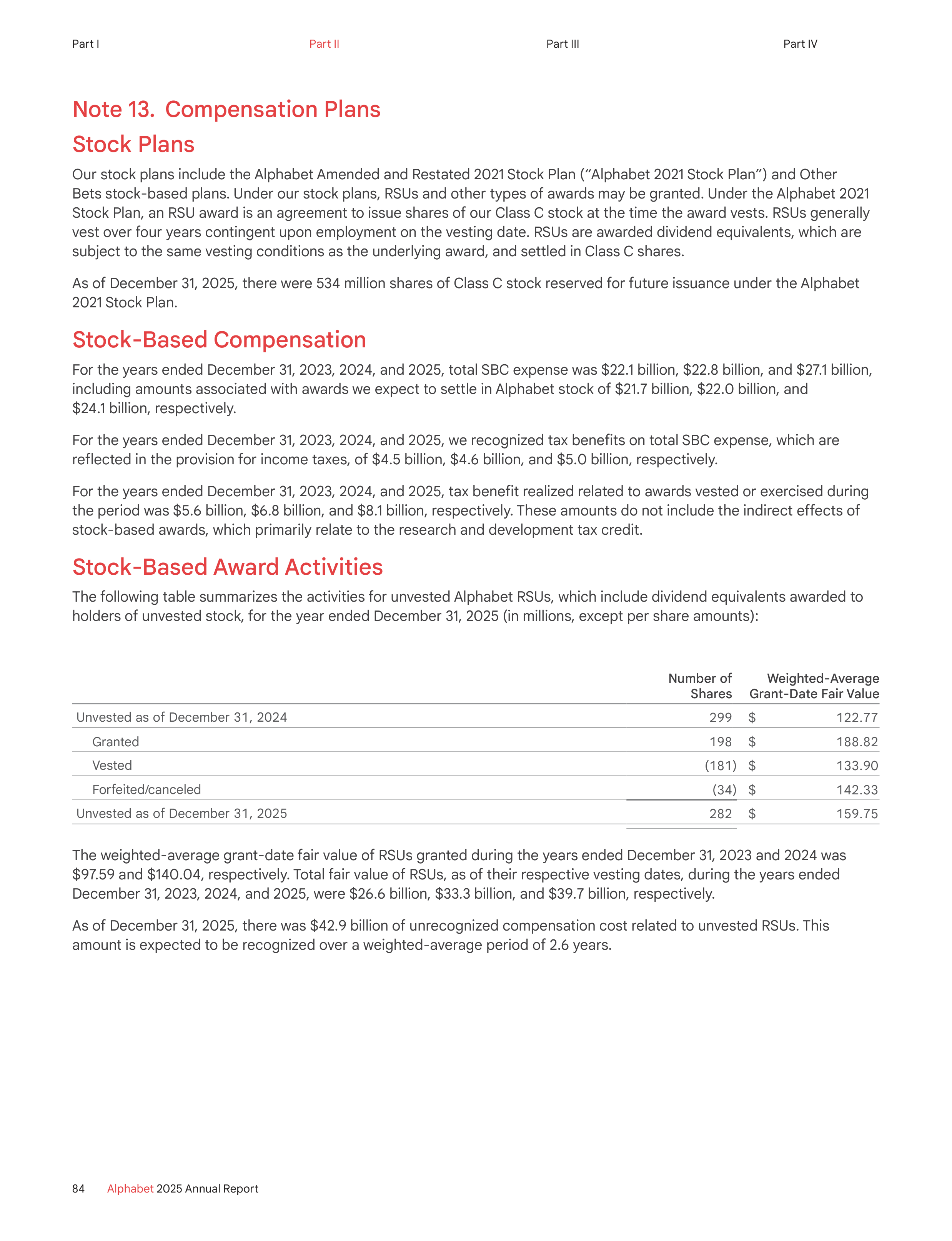 Alphabet Annual Report — page 92