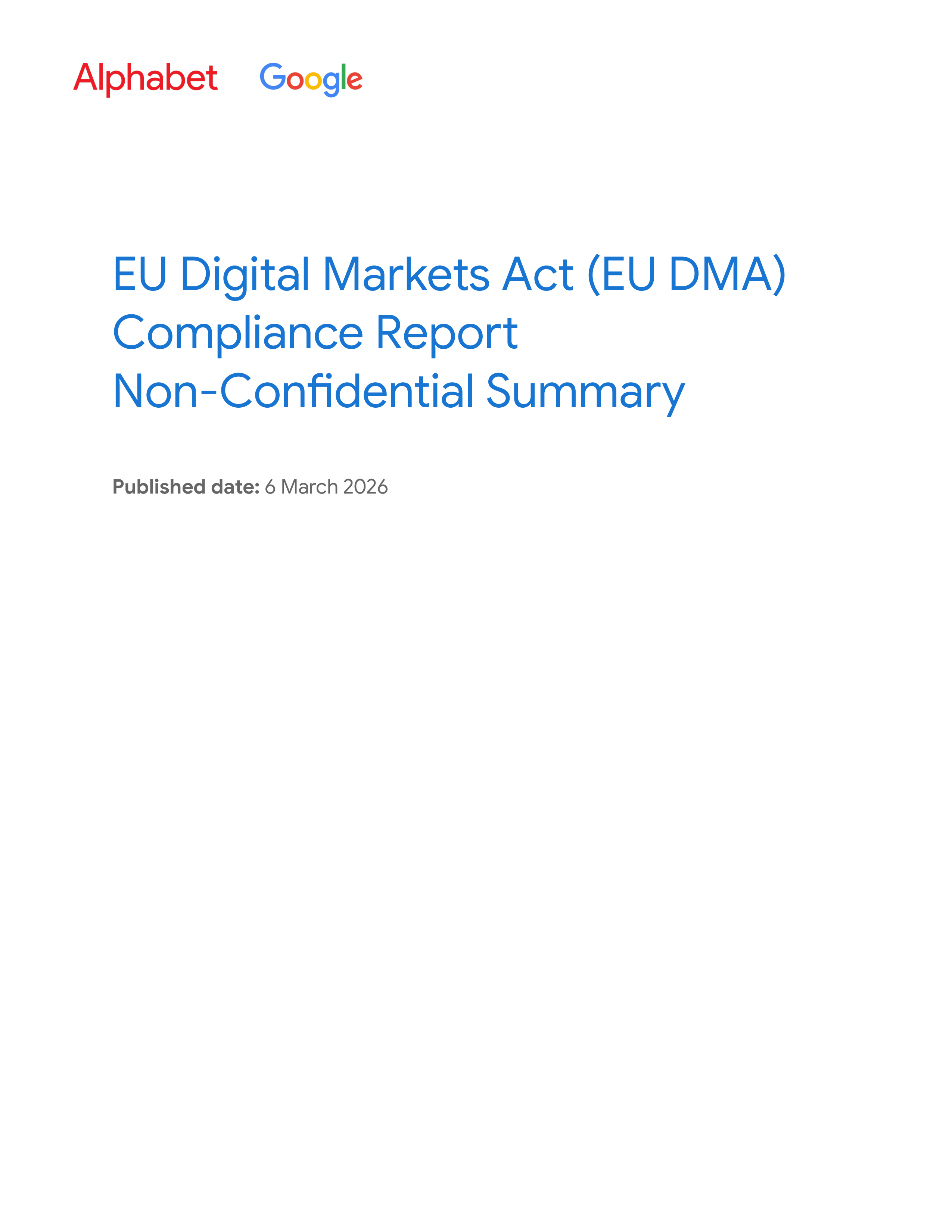 Alphabet DMA Compliance Report — page 1