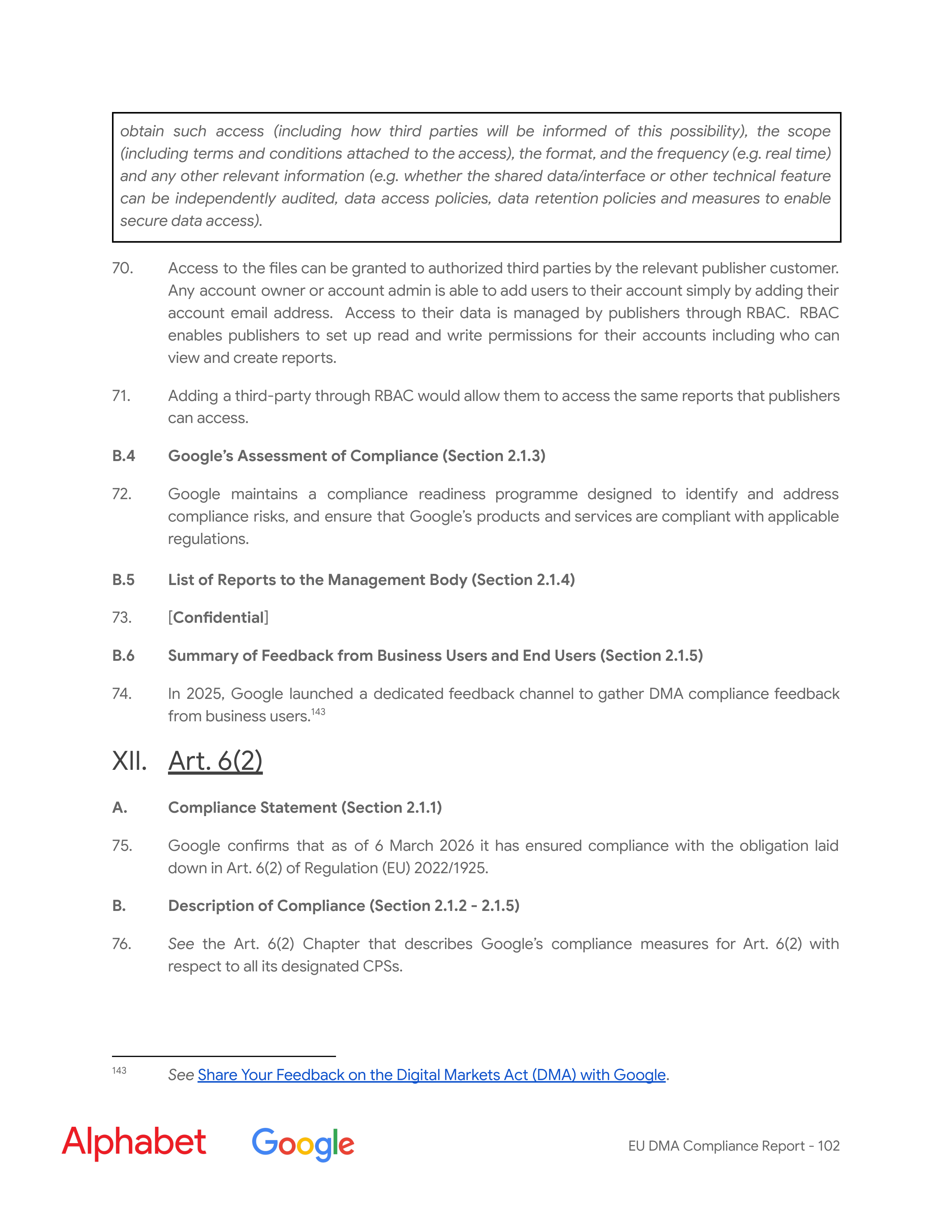 Alphabet DMA Compliance Report — page 103