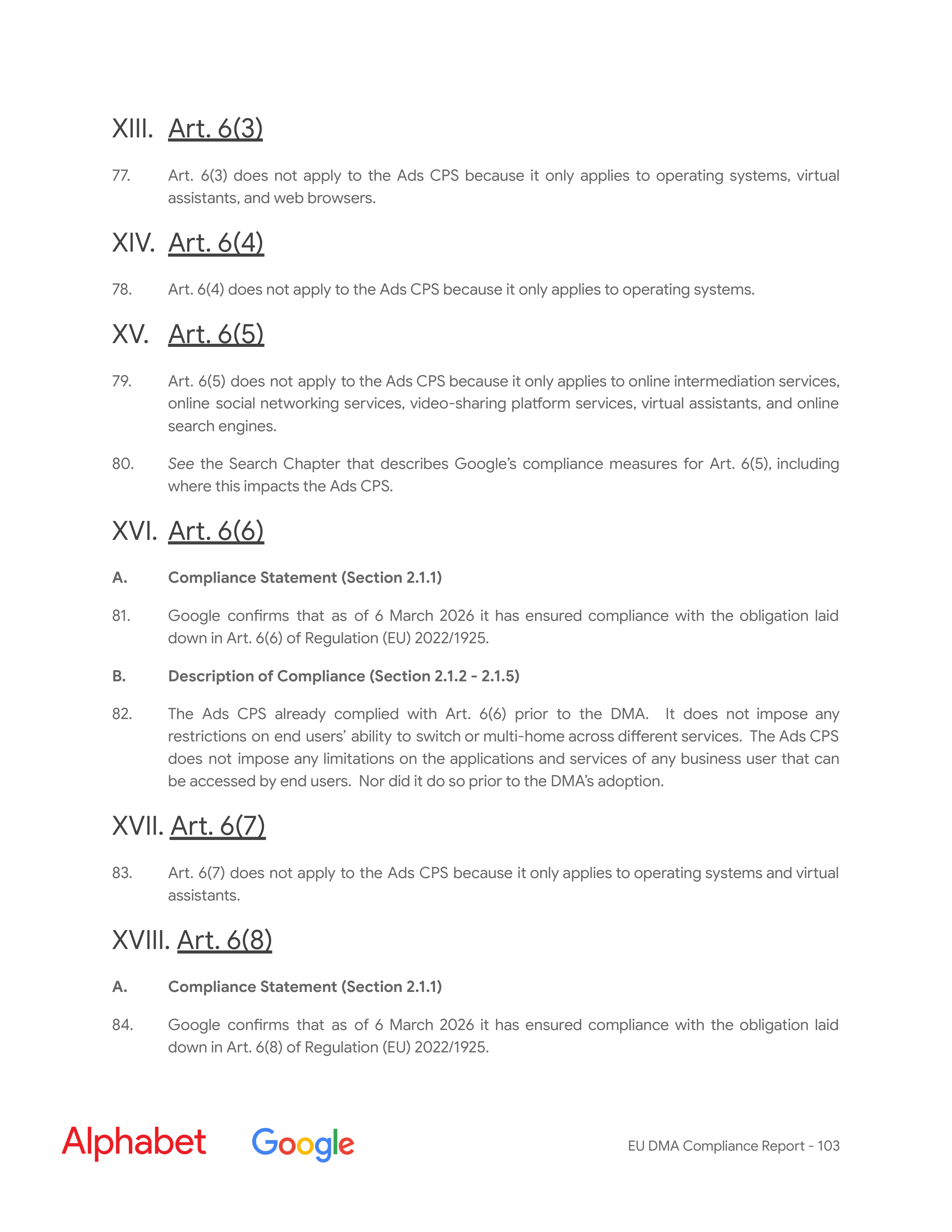 Alphabet DMA Compliance Report — page 104