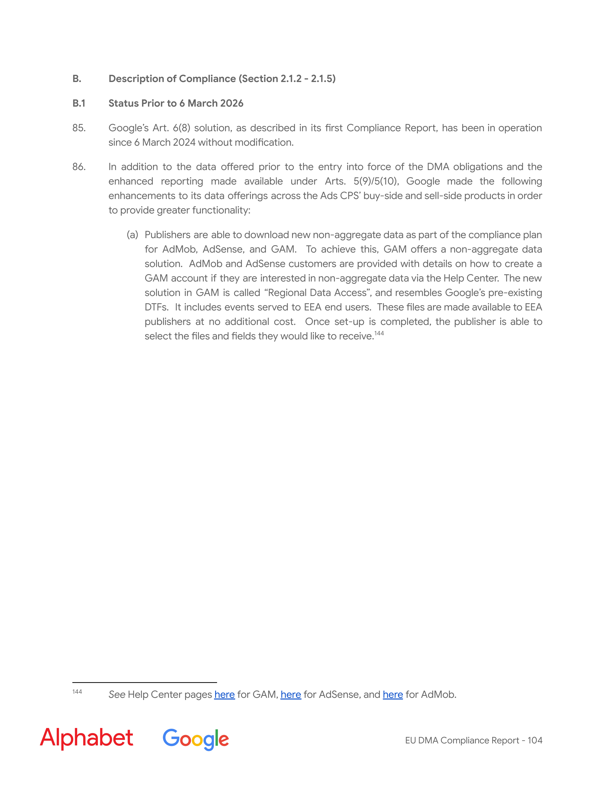 Alphabet DMA Compliance Report — page 105