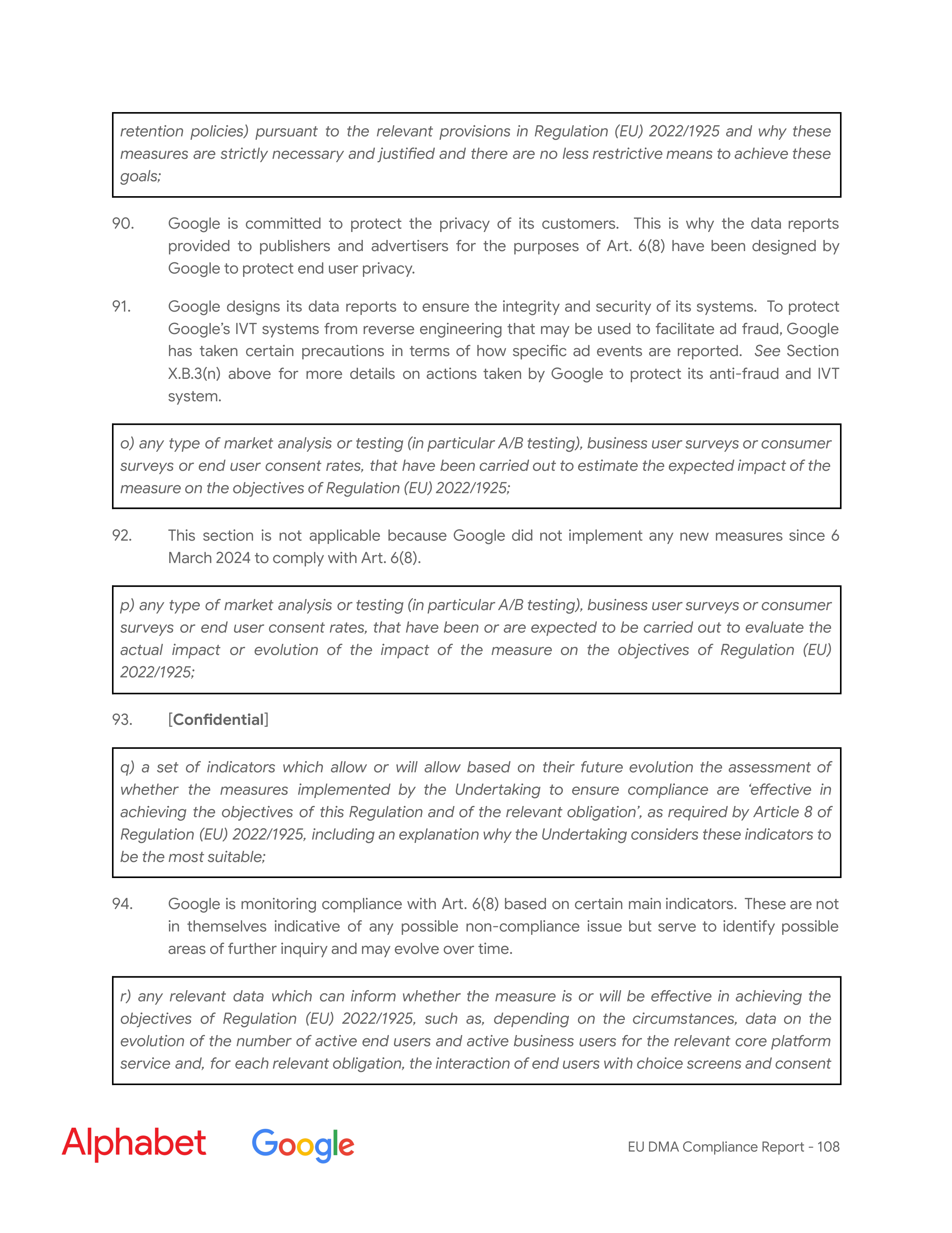 Alphabet DMA Compliance Report — page 109