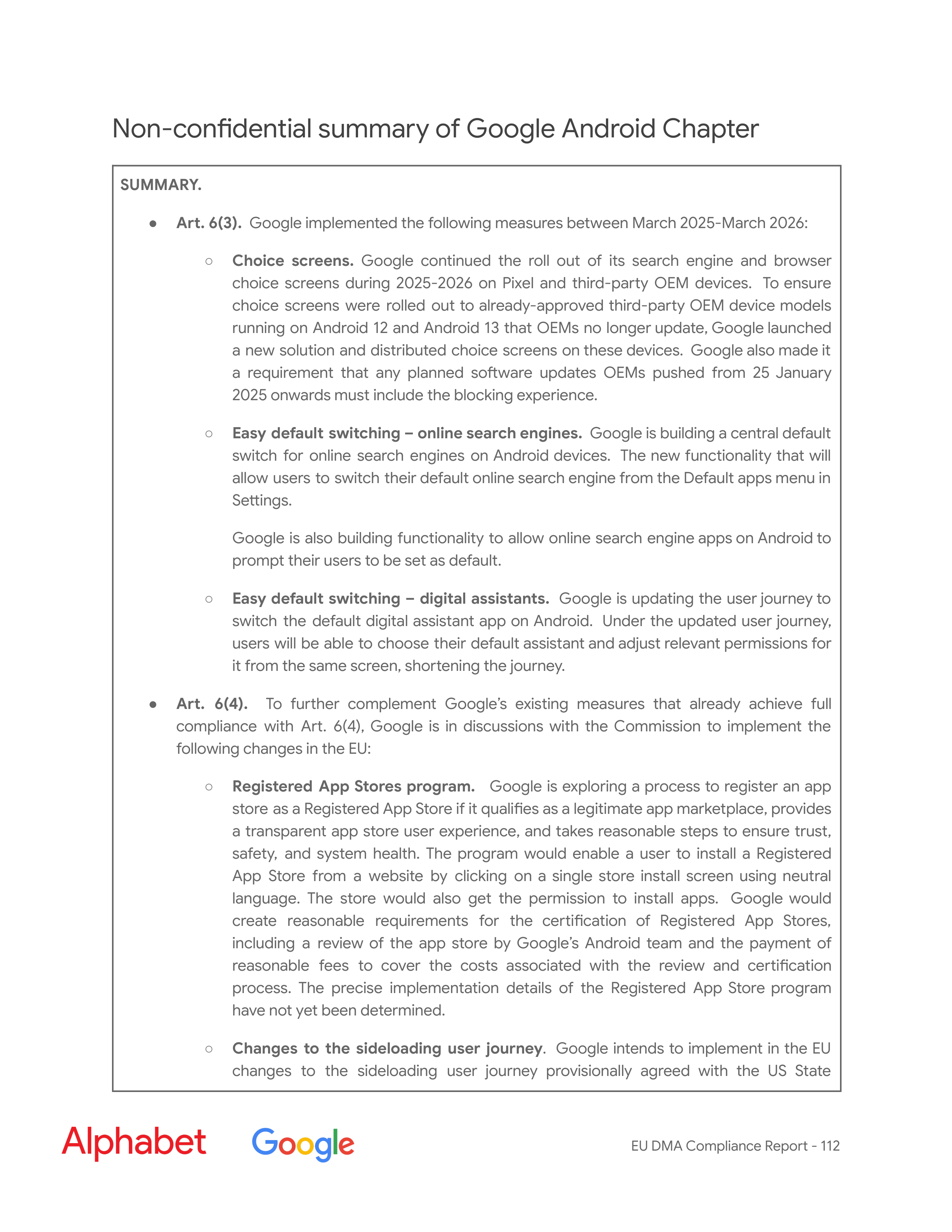 Alphabet DMA Compliance Report — page 113