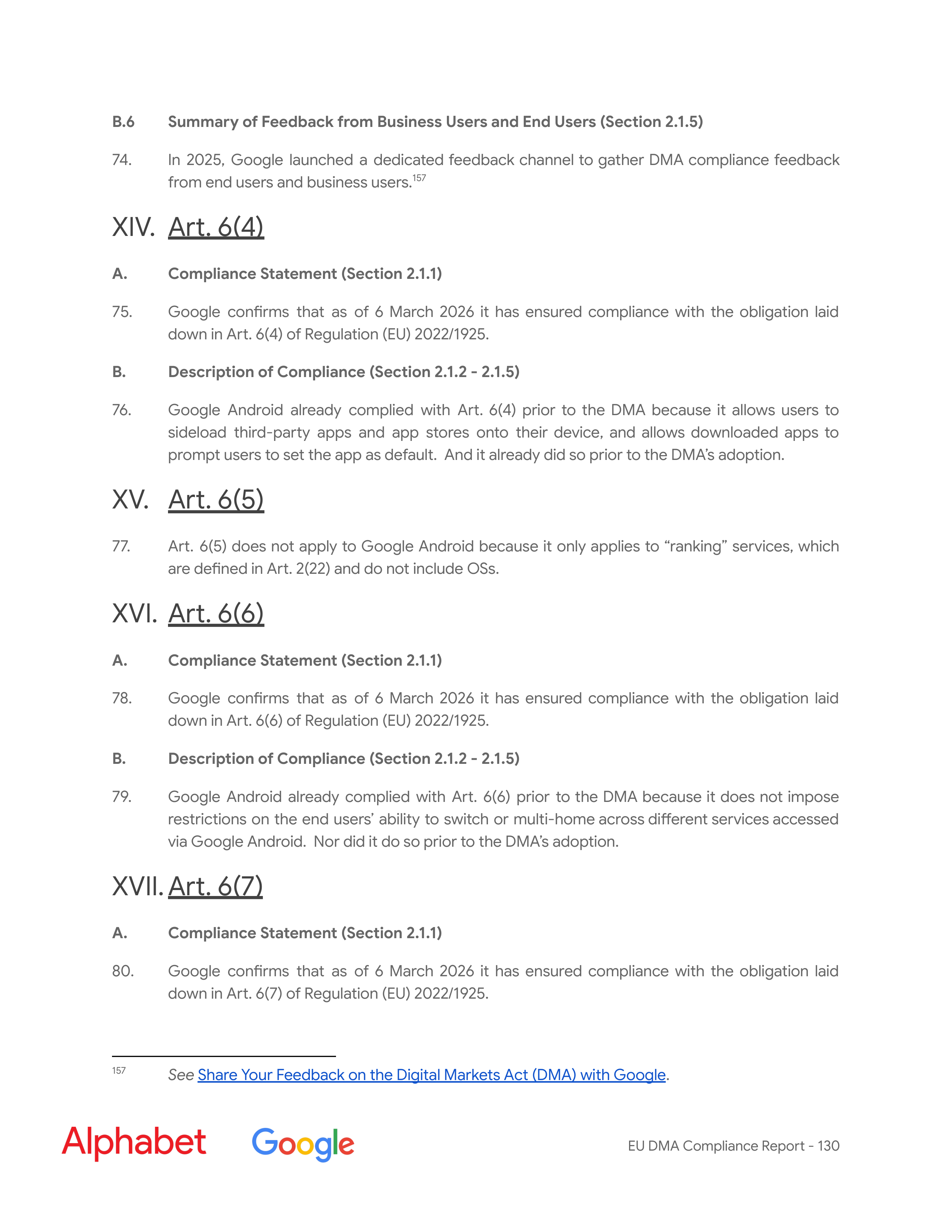 Alphabet DMA Compliance Report — page 131