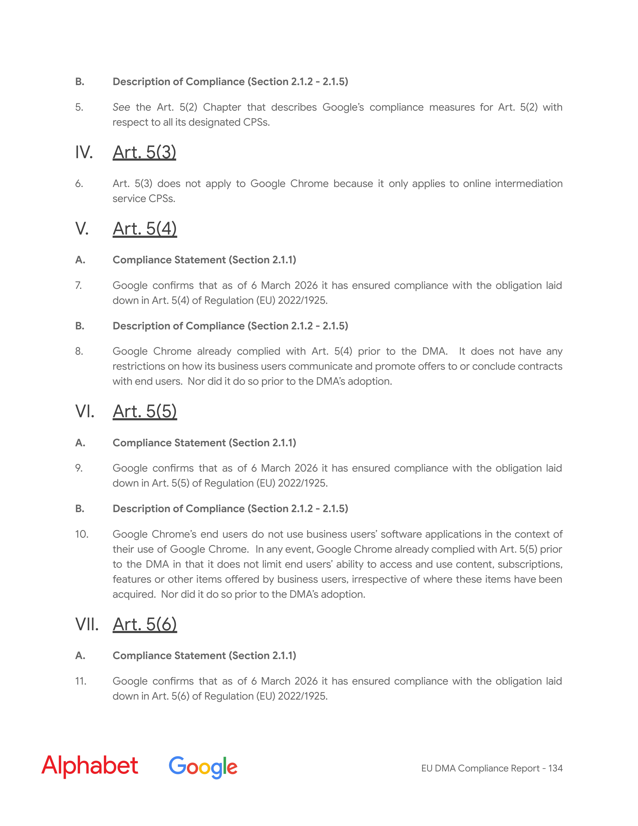Alphabet DMA Compliance Report — page 135