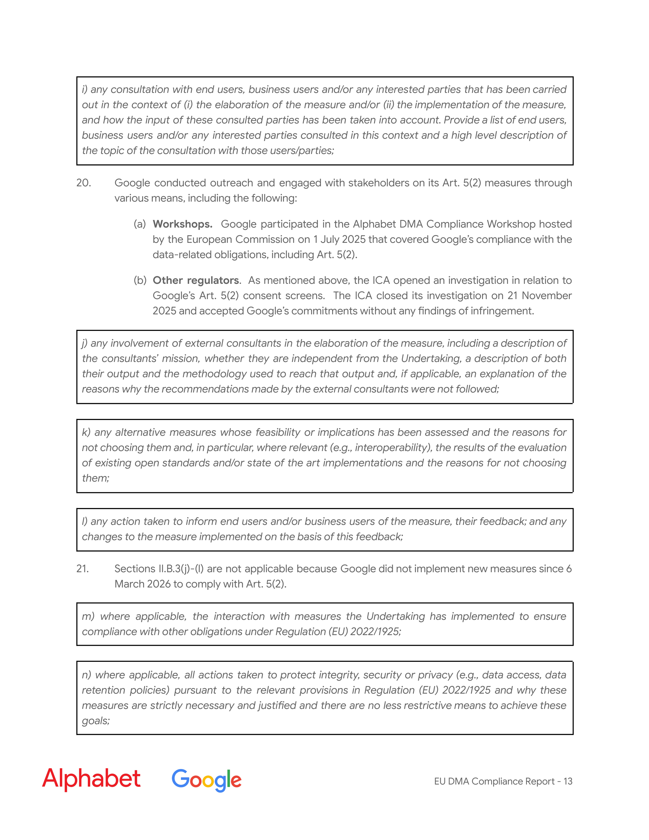 Alphabet DMA Compliance Report — page 14