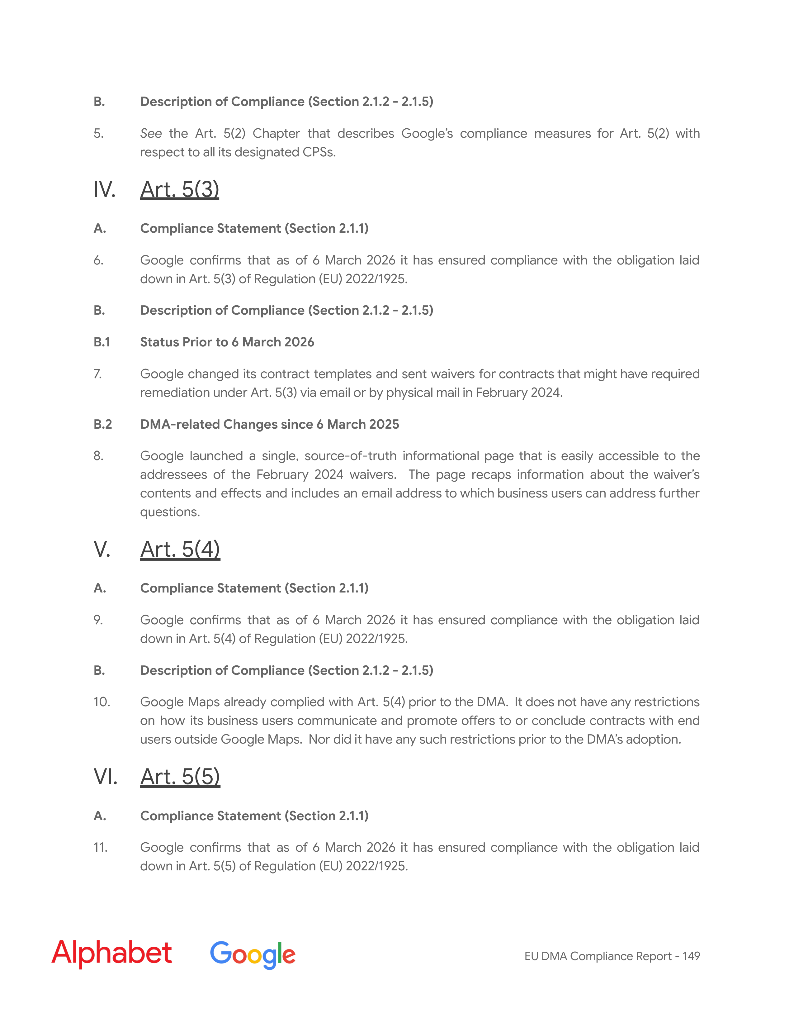 Alphabet DMA Compliance Report — page 150