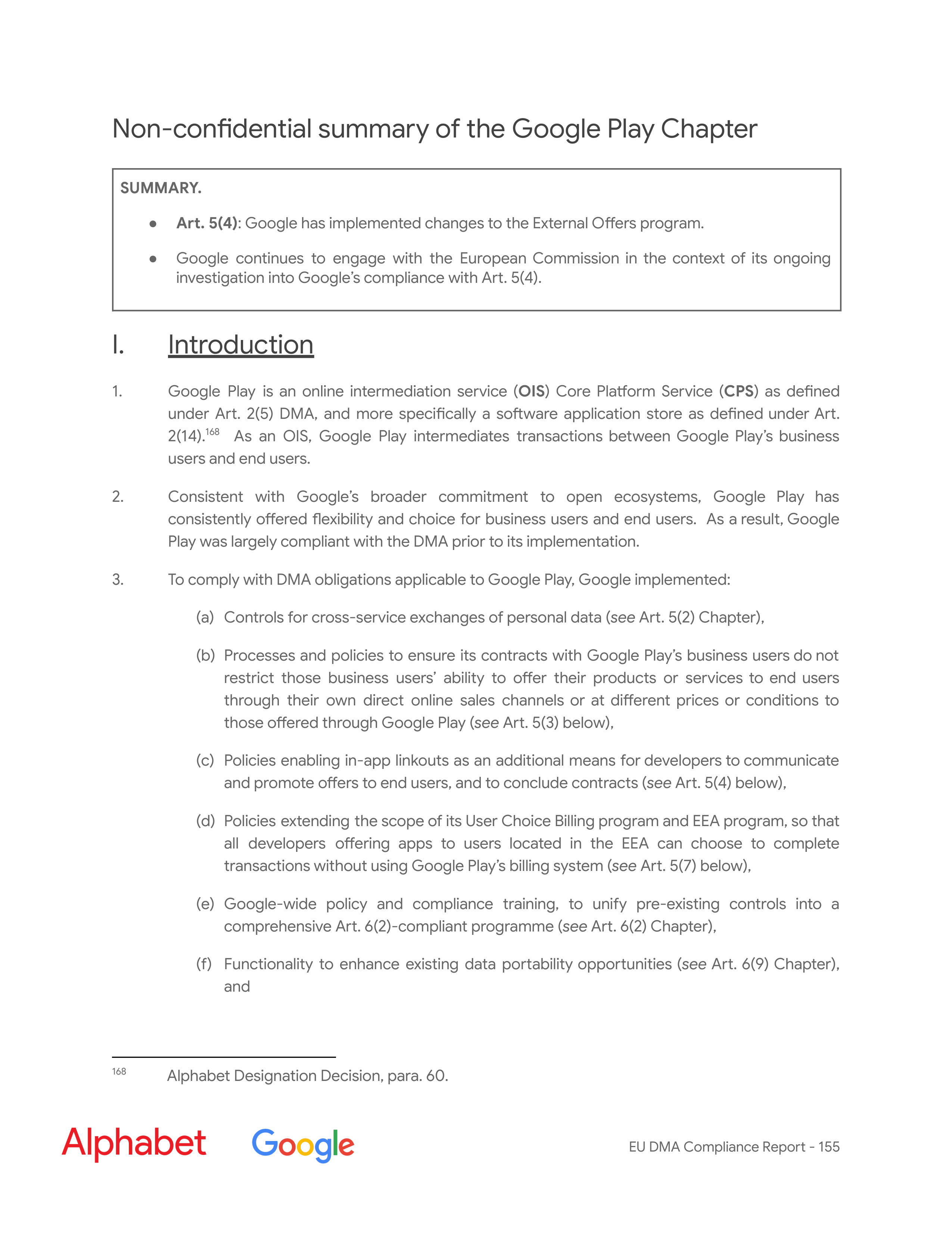 Alphabet DMA Compliance Report — page 156