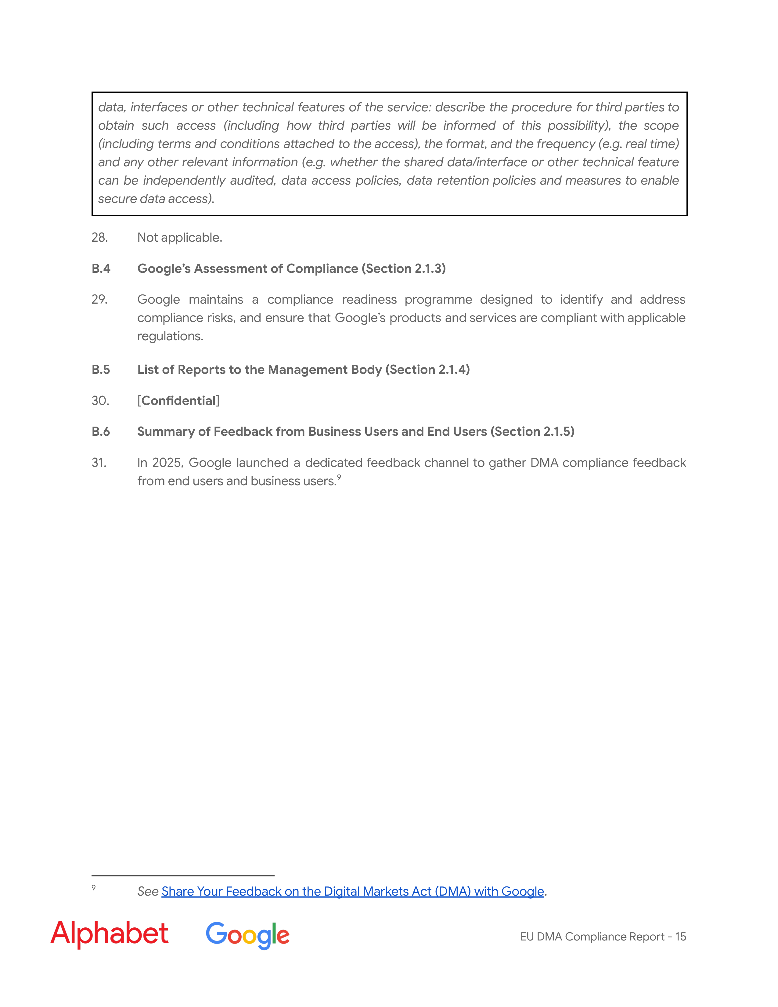 Alphabet DMA Compliance Report — page 16