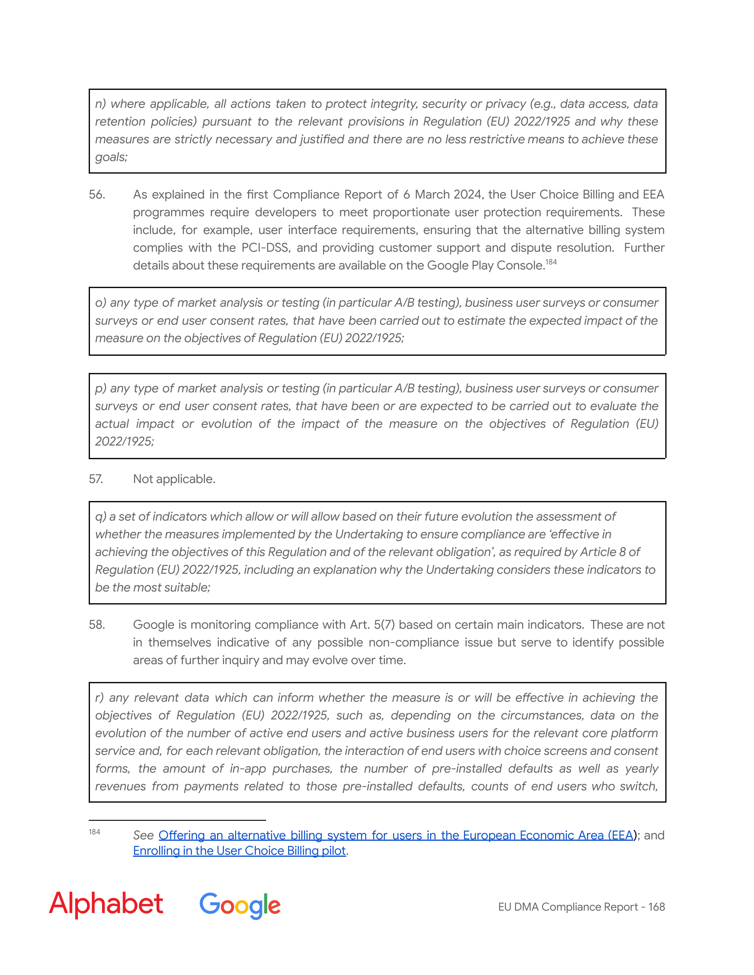 Alphabet DMA Compliance Report — page 169