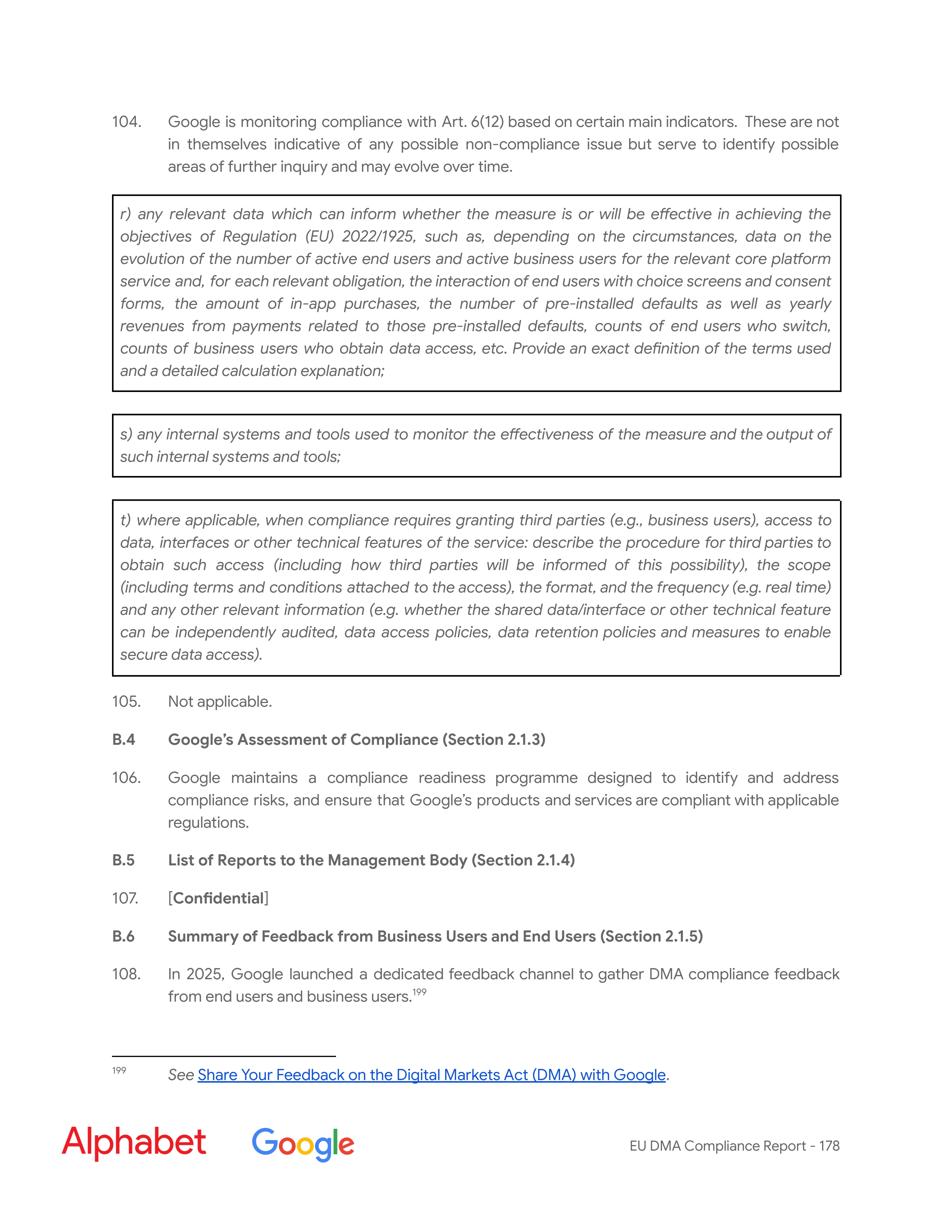 Alphabet DMA Compliance Report — page 179