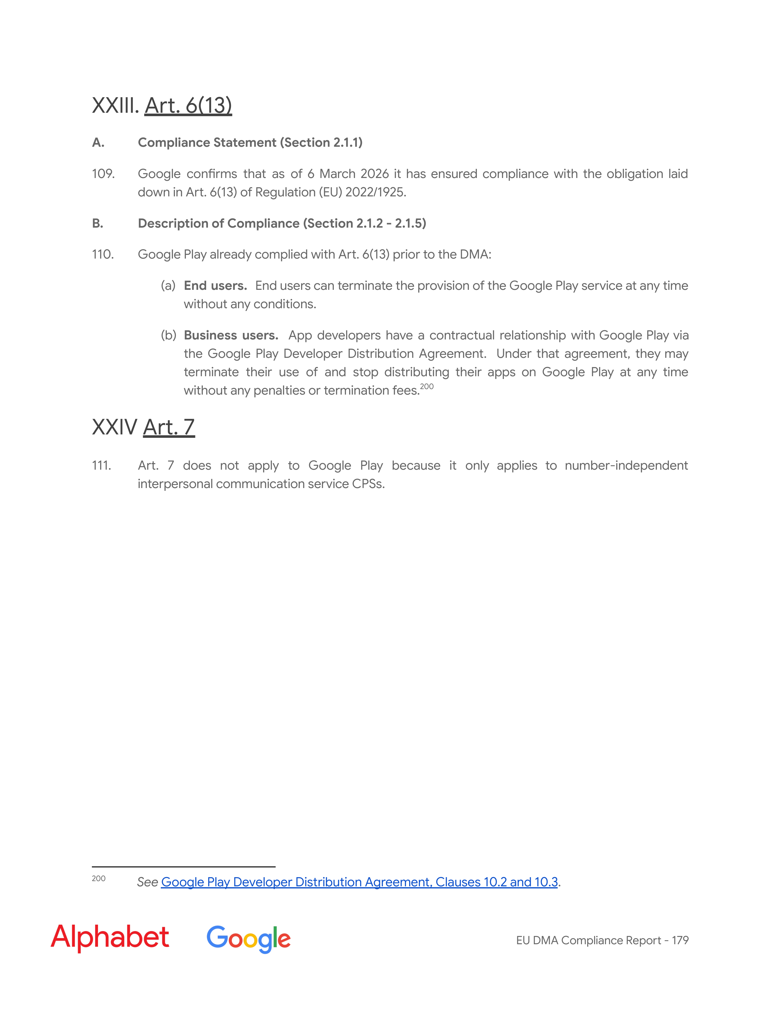 Alphabet DMA Compliance Report — page 180