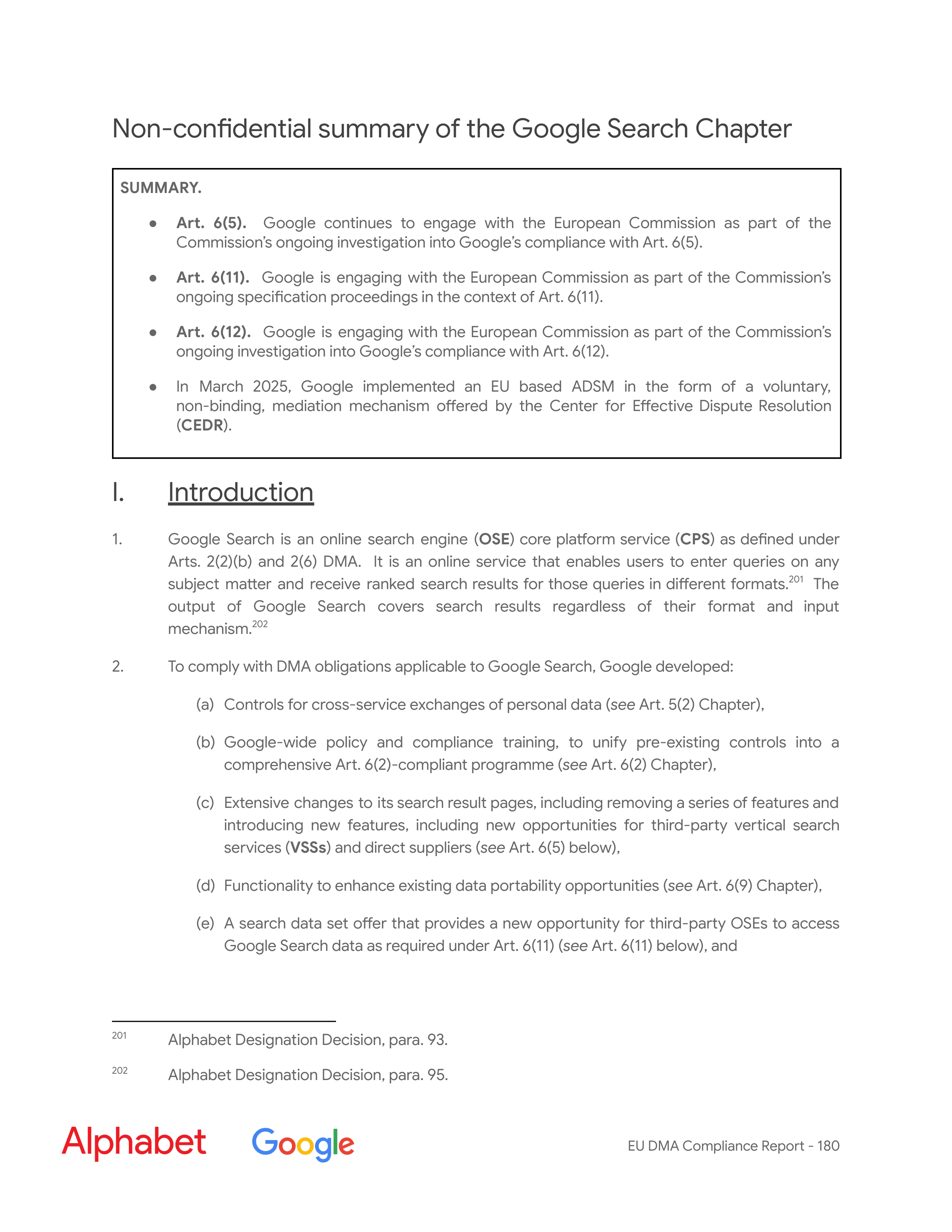 Alphabet DMA Compliance Report — page 181