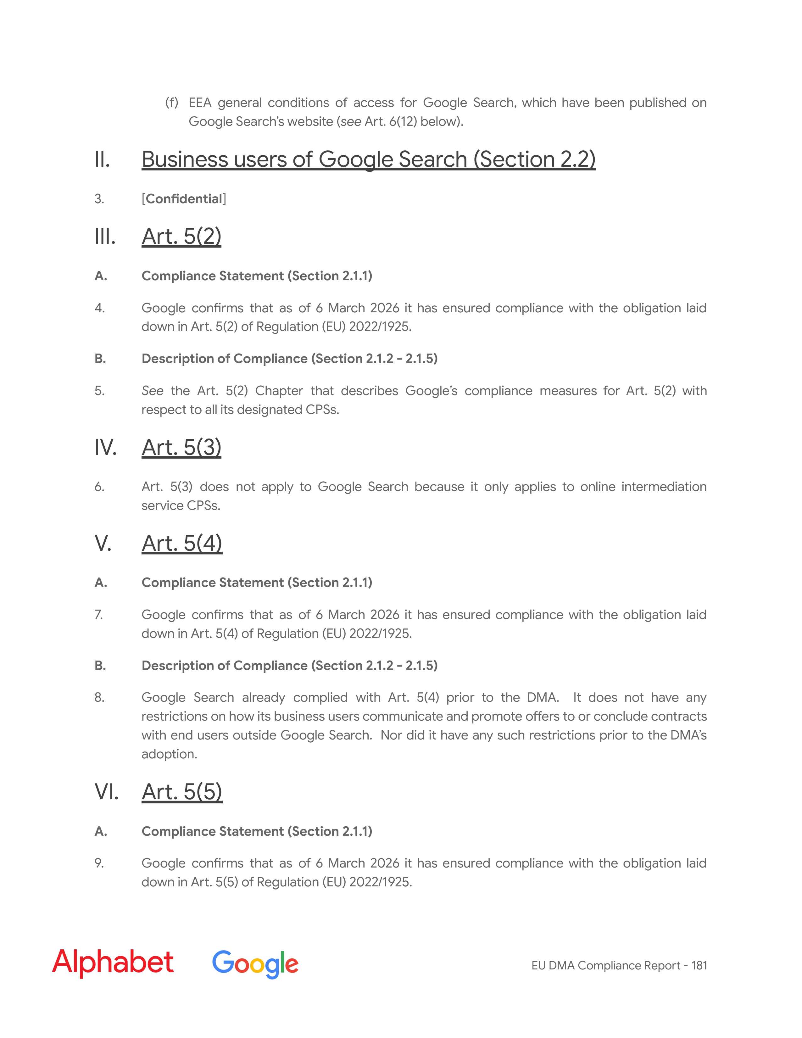 Alphabet DMA Compliance Report — page 182