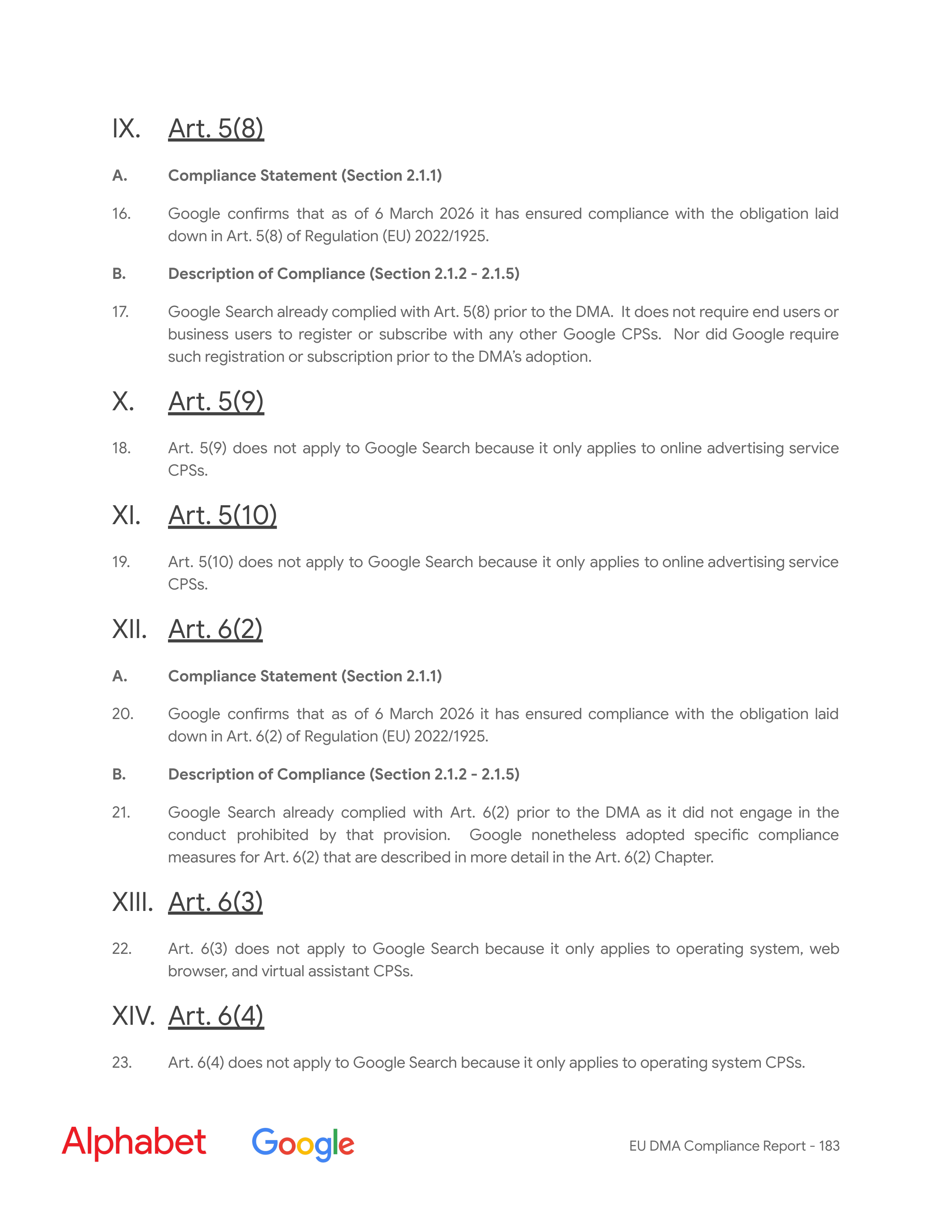 Alphabet DMA Compliance Report — page 184