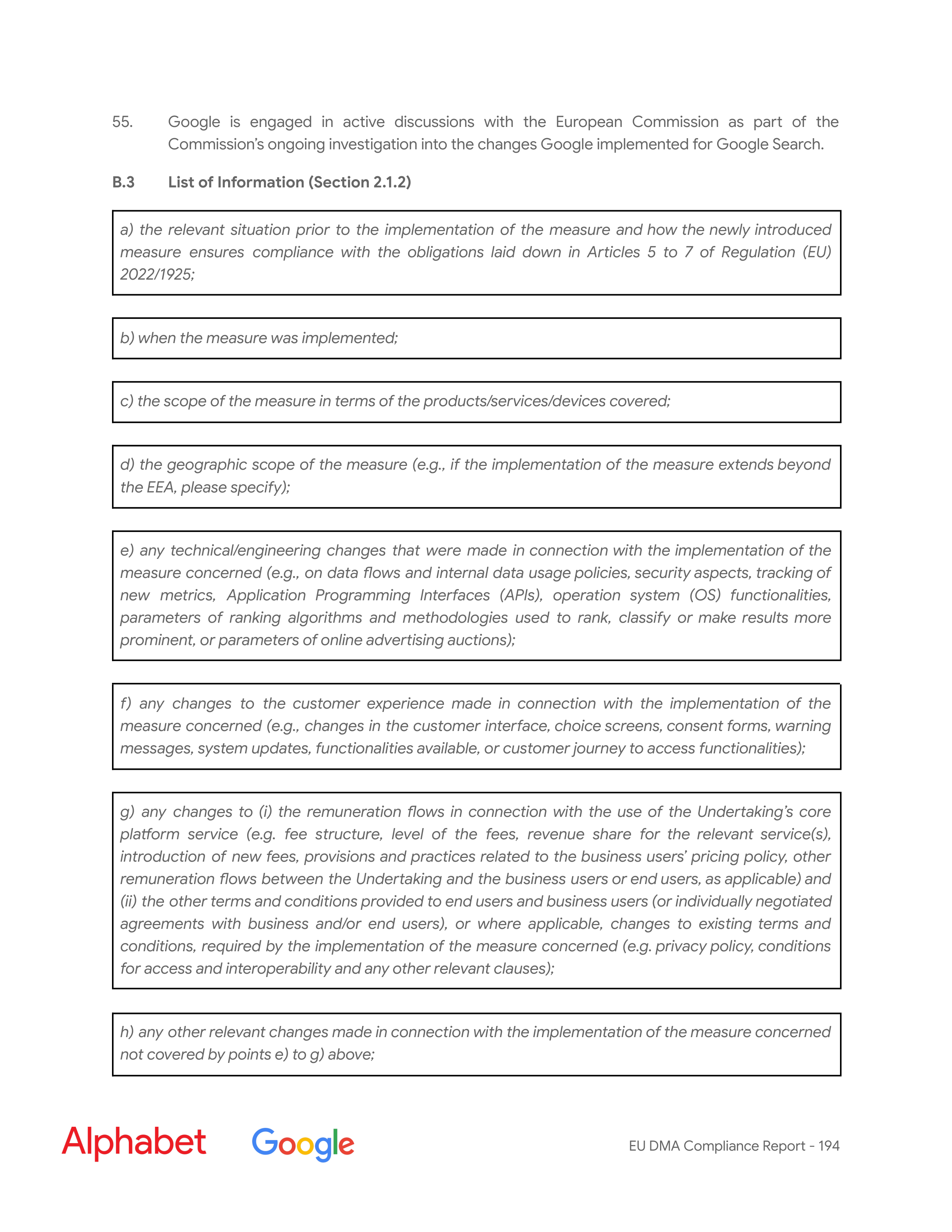 Alphabet DMA Compliance Report — page 195
